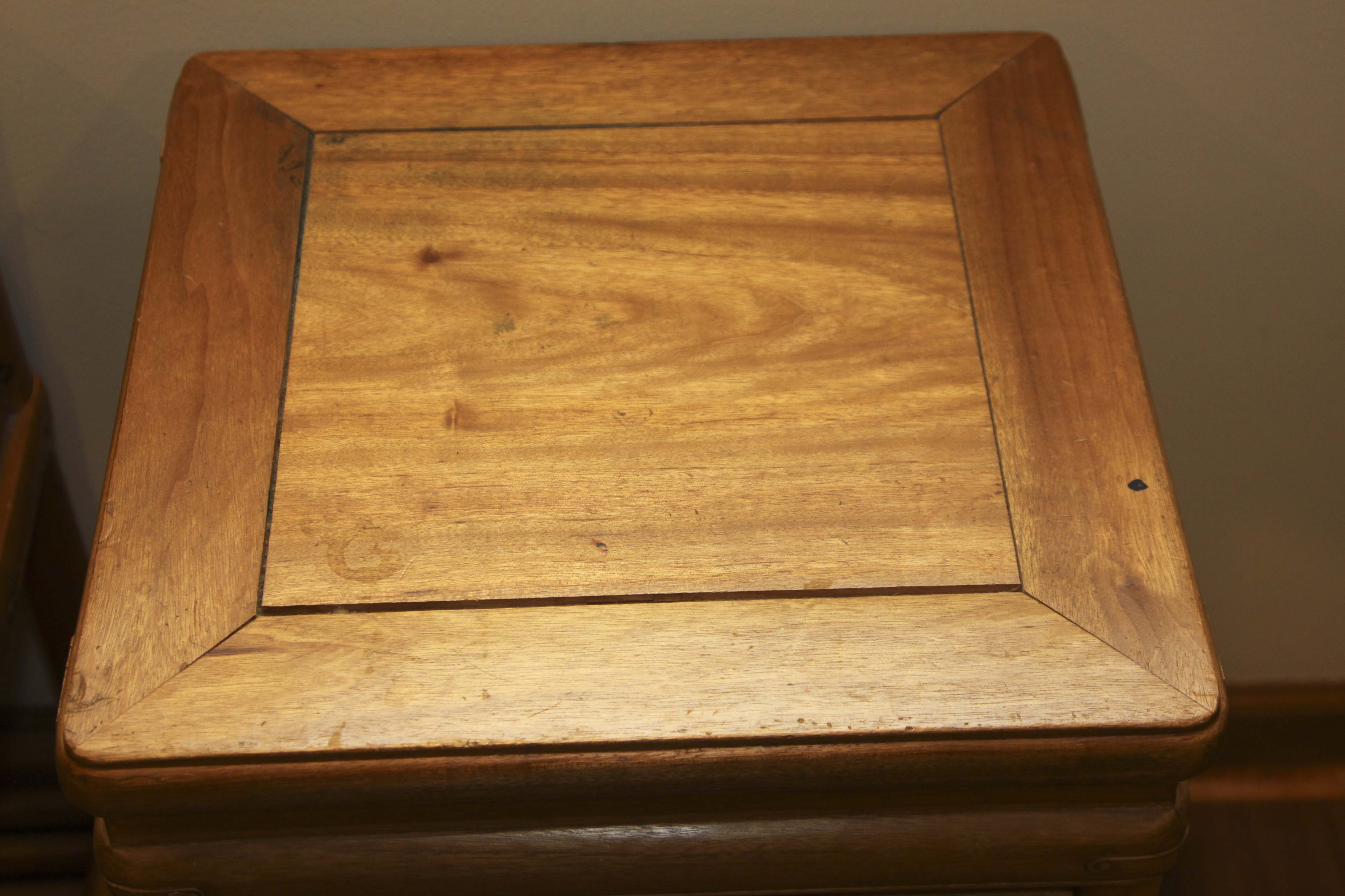 Asian Inspired Camphor Wood Side Tables and Mirror