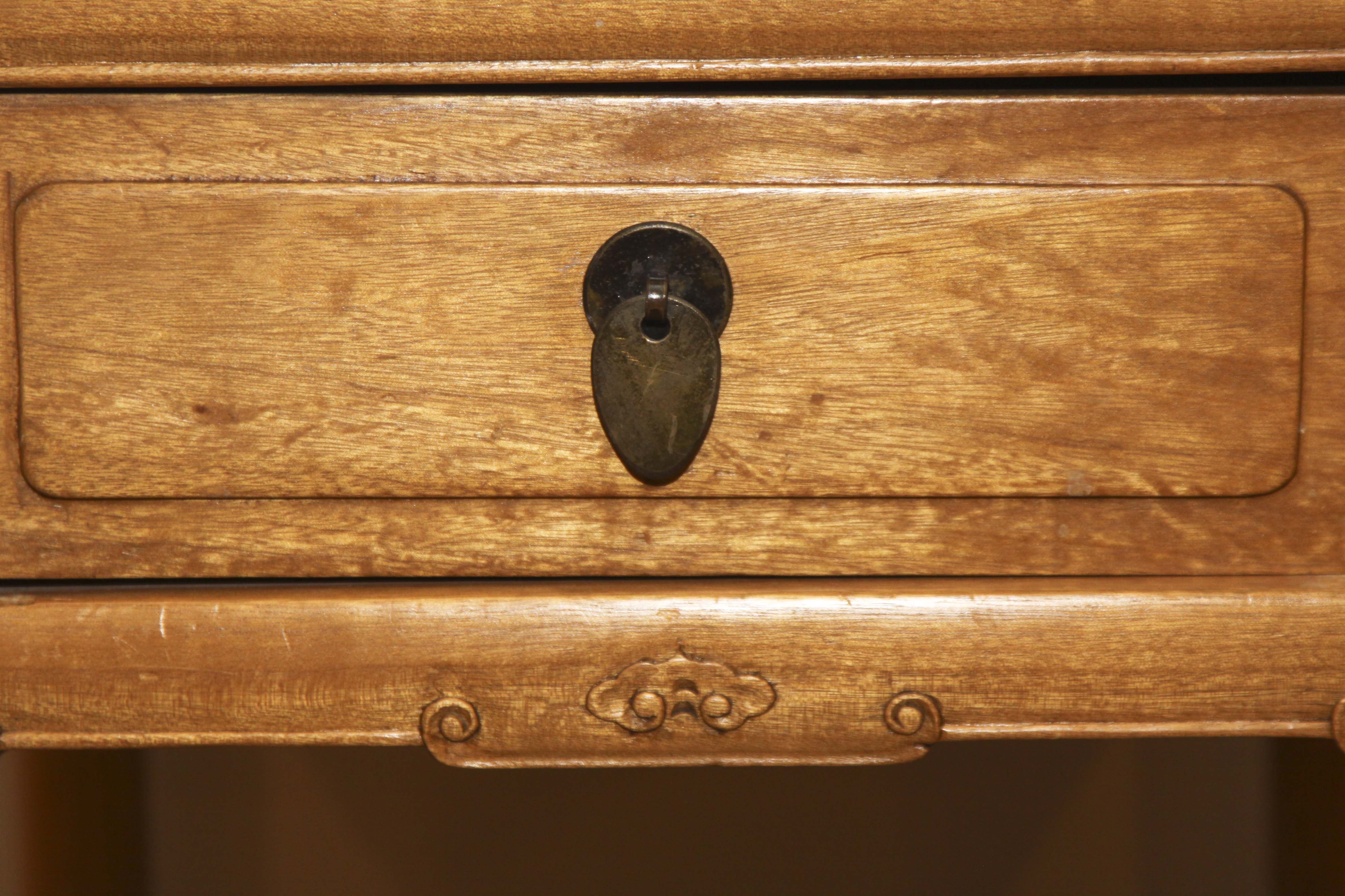 Asian Inspired Camphor Wood Side Tables and Mirror