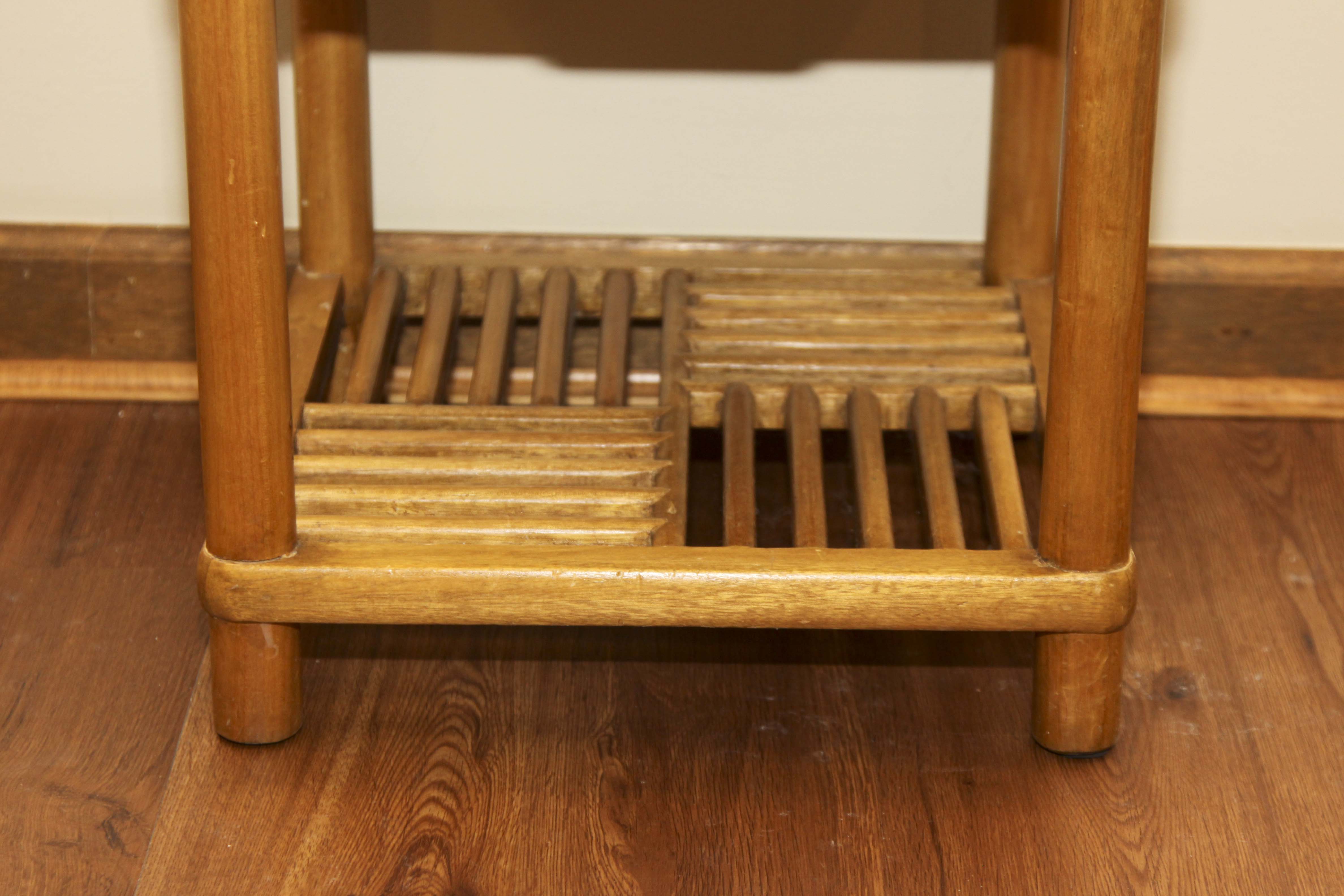 Asian Inspired Camphor Wood Side Tables and Mirror