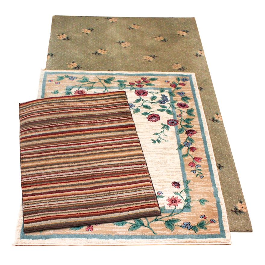 Power-Loomed Floral and Striped Area and Accent Rugs