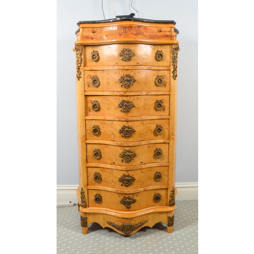 Louis XV-Style Burl Lingerie Chest