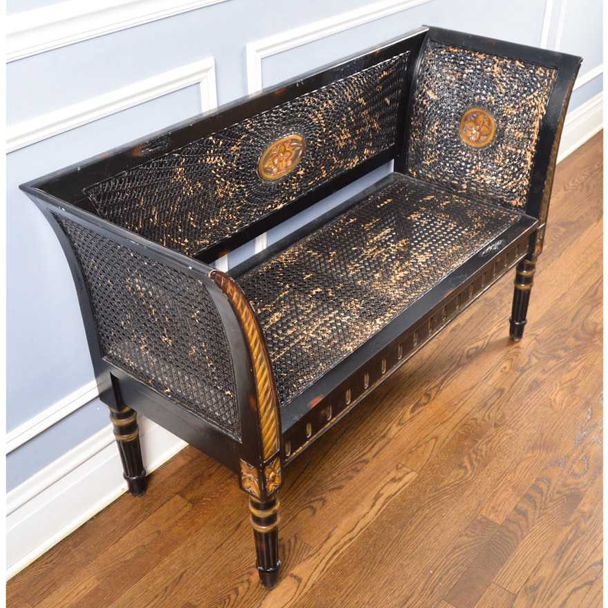 French-Style Painted Caned Settee