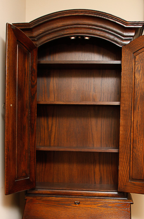 Bonnet Top Oak Secretary Desk