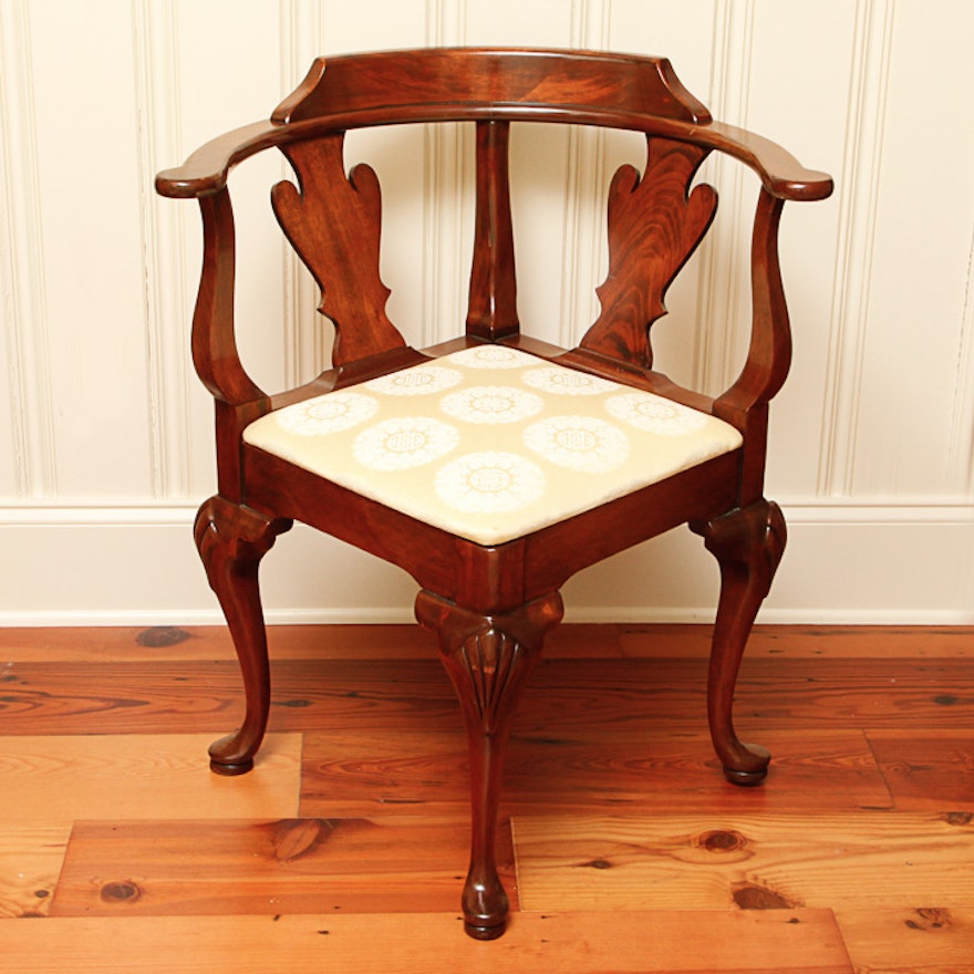 Chippendale Style Mahogany Corner Chair
