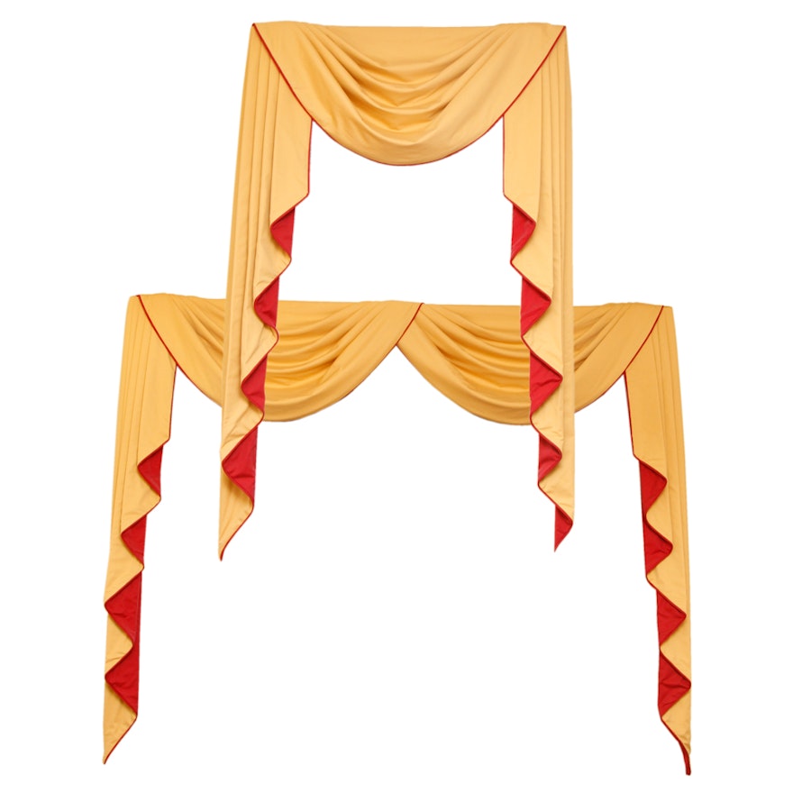 Pair of Yellow and Red Window Treatments