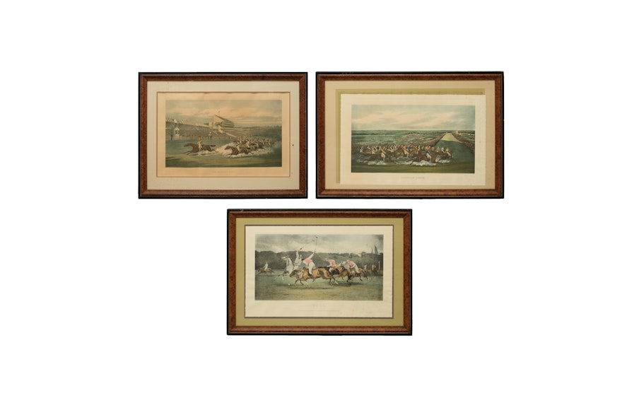 Three Hand-Colored Equine Engravings