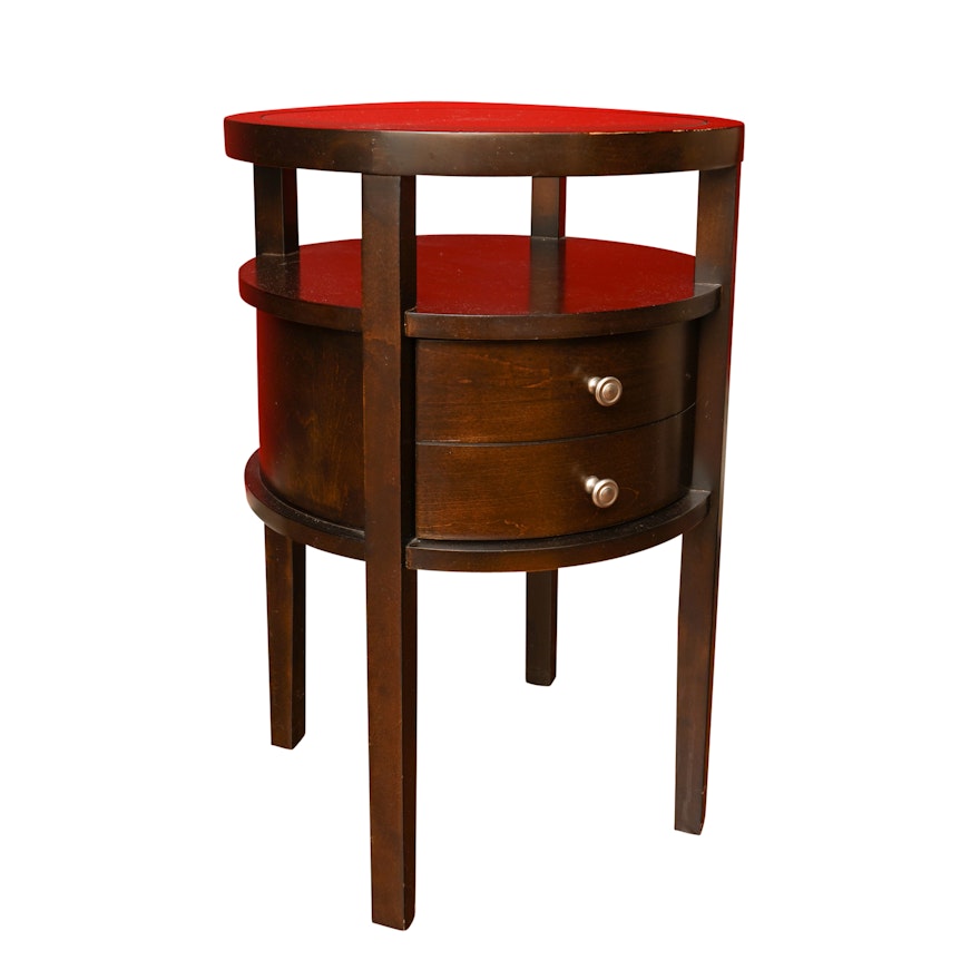 Round Mahogany Finished Side Table