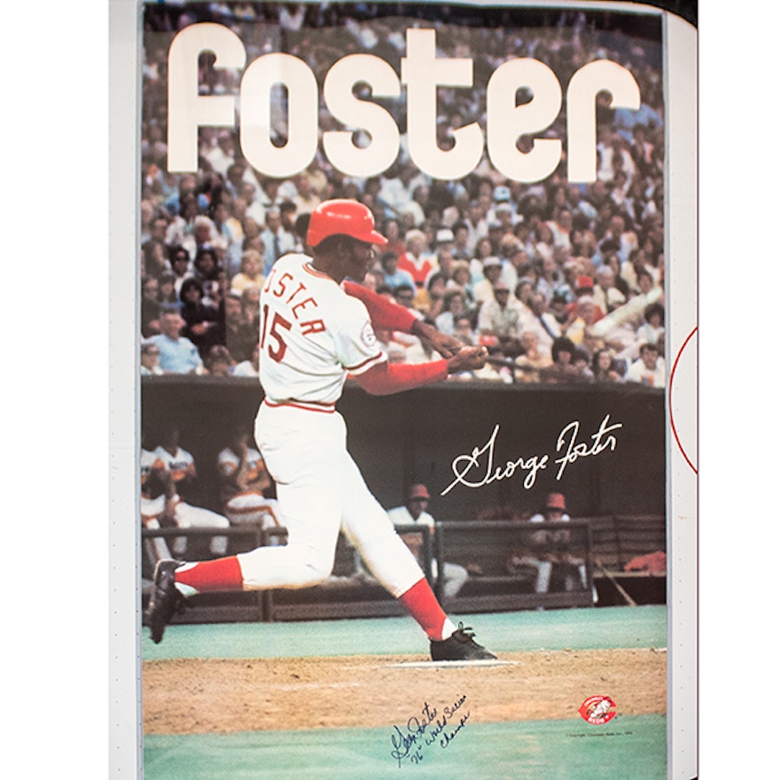 George Foster Autographed Reds Poster