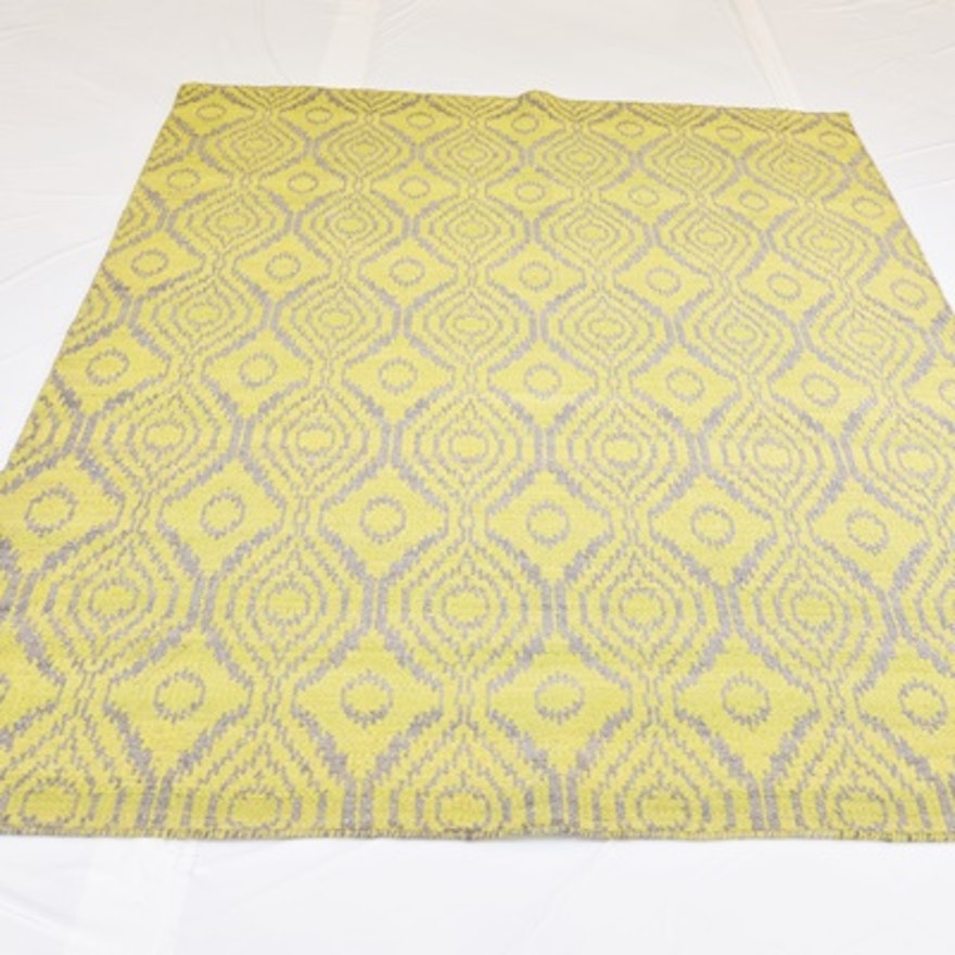 Hand Loomed Jacquard Reversible Wool Area Rug