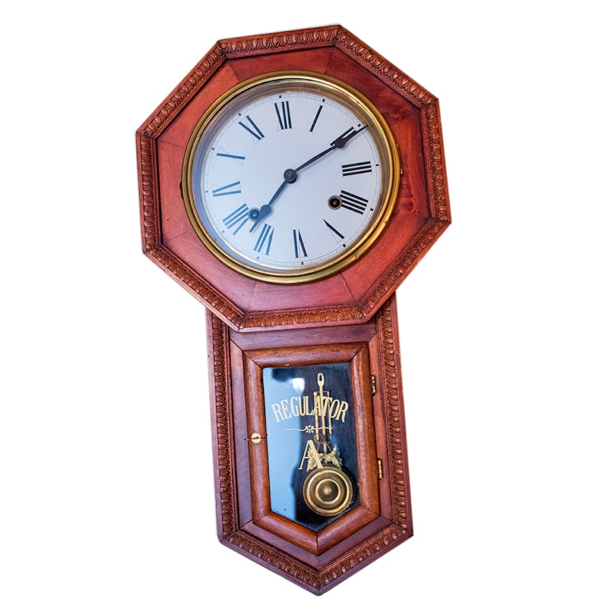 Early 20th Century Regulator Pendulum Wall Clock