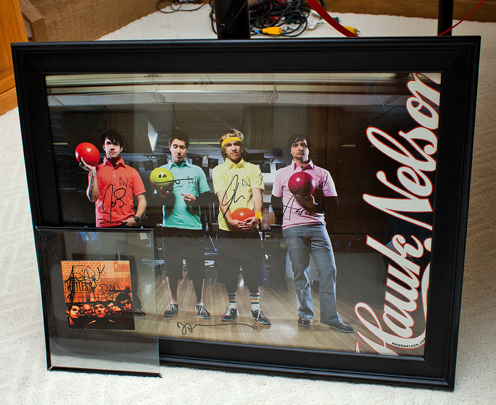 Autographed Hawk Nelson and Kutless Poster and CD Cover