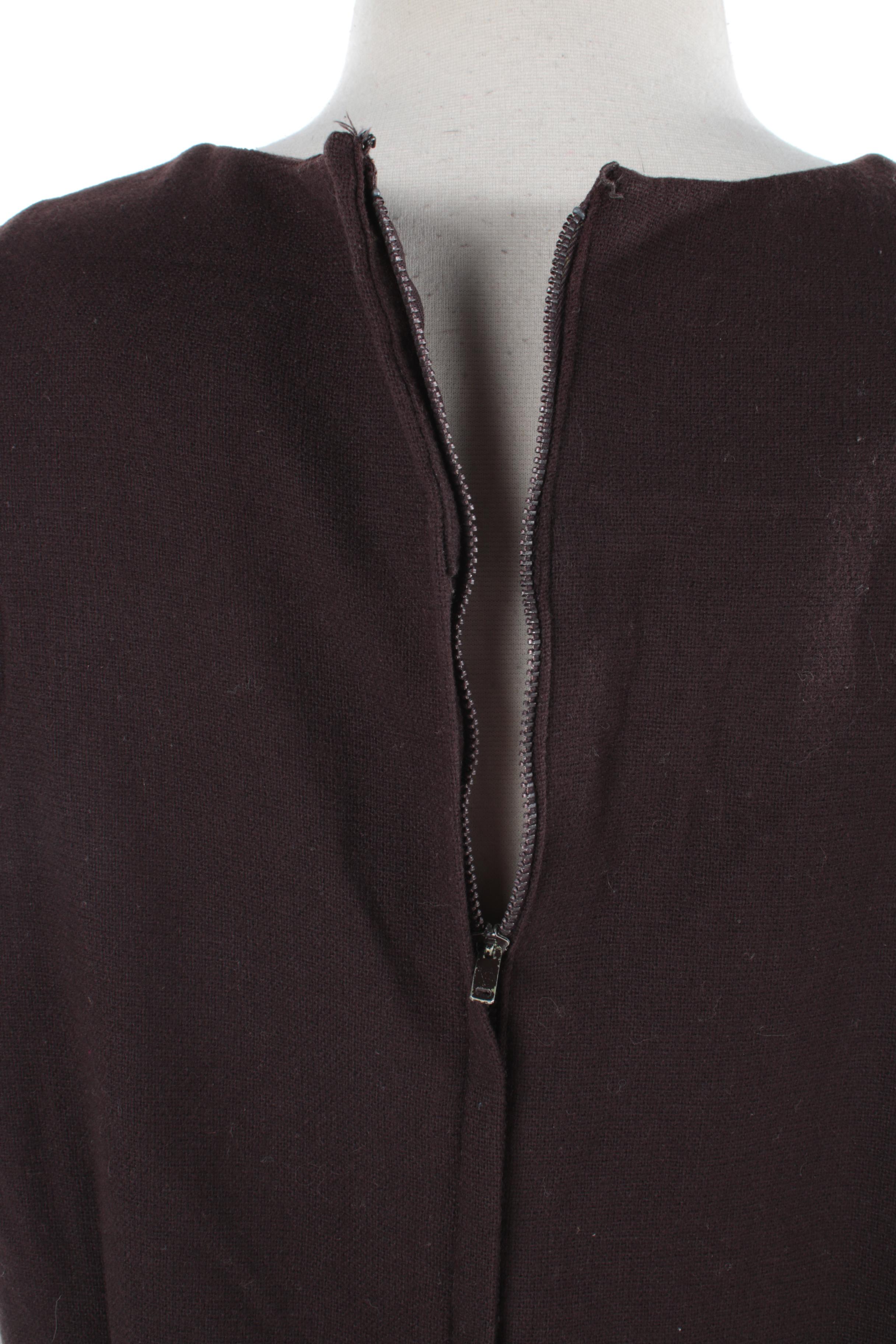 Women's Vintage Roseweb Wool Dress and Matching Jacket with Dyed Mink Fur Collar