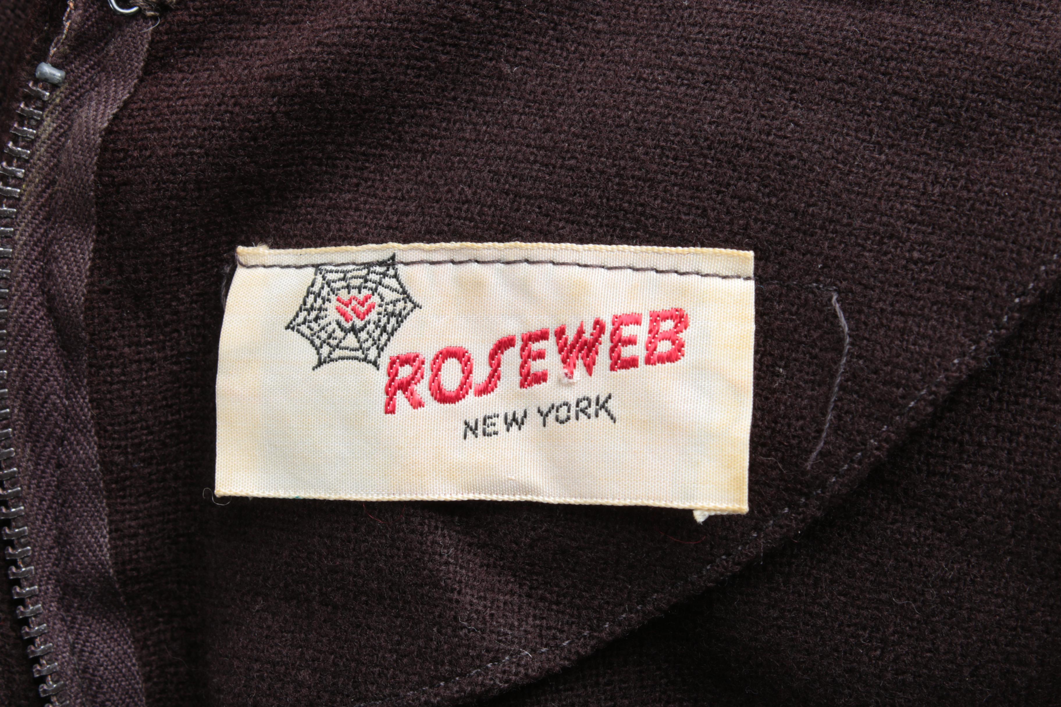 Women's Vintage Roseweb Wool Dress and Matching Jacket with Dyed Mink Fur Collar