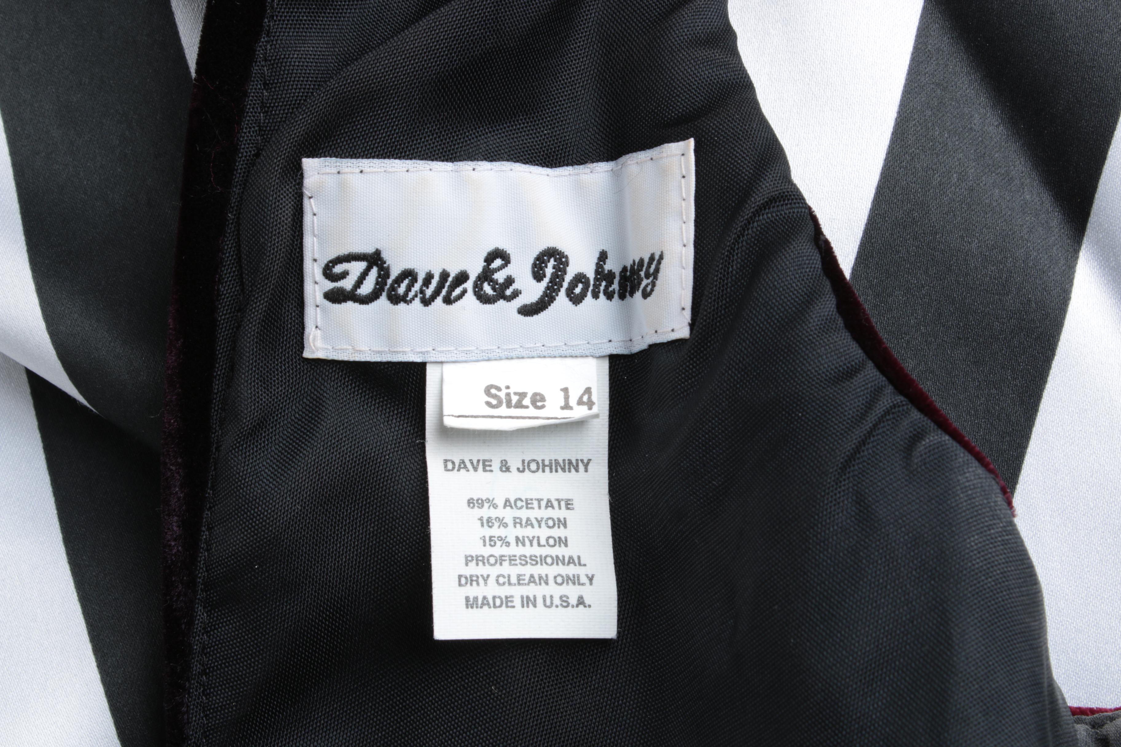 Dave & Johnny Black Velvet Sleeveless Gown with Striped Bow and Train