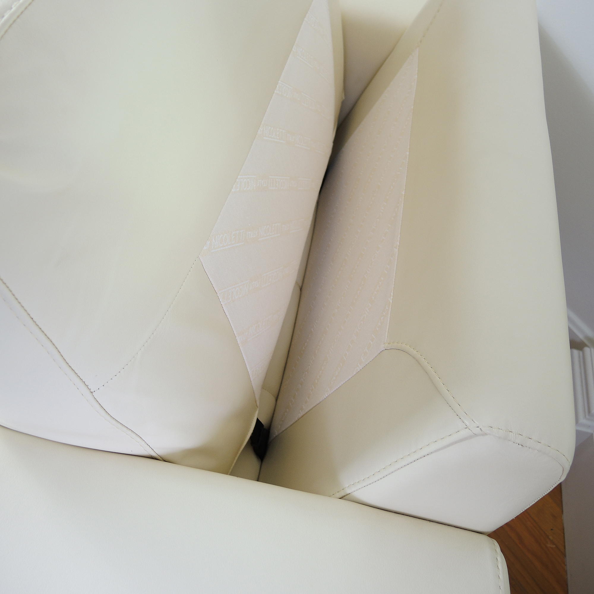 Nicoletti Italian White Leather Arm Chair