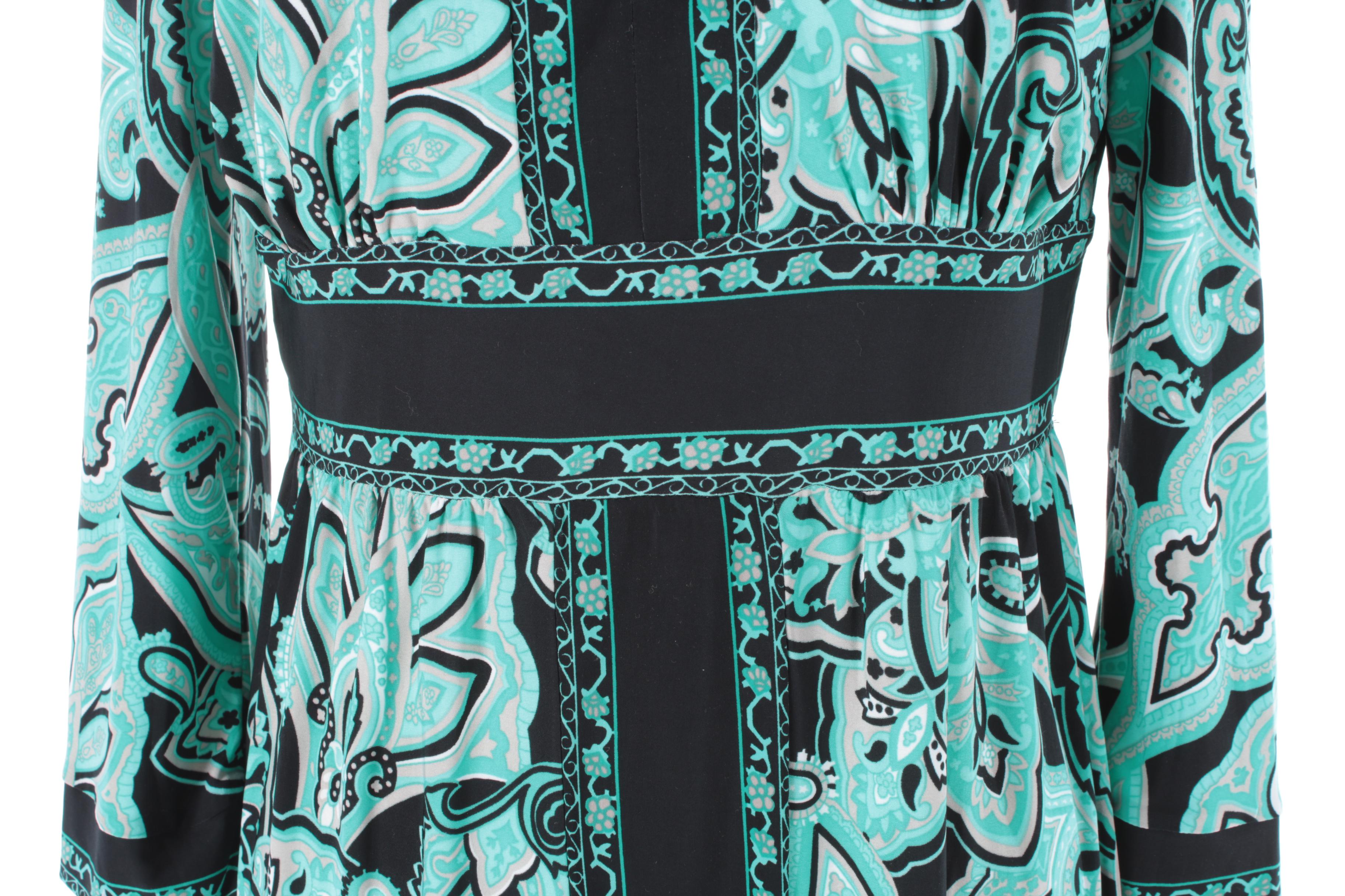 INC Black and Teal Paisley Print Dress