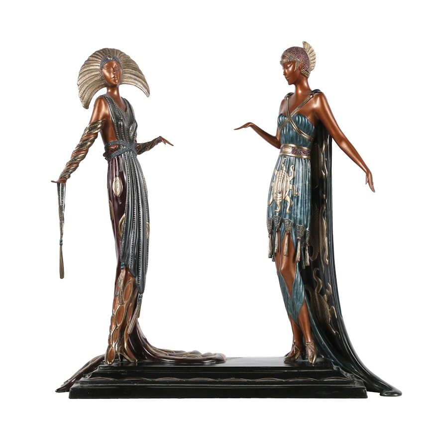 Erté Patinated Bronze Sculpture "Two Vamps"