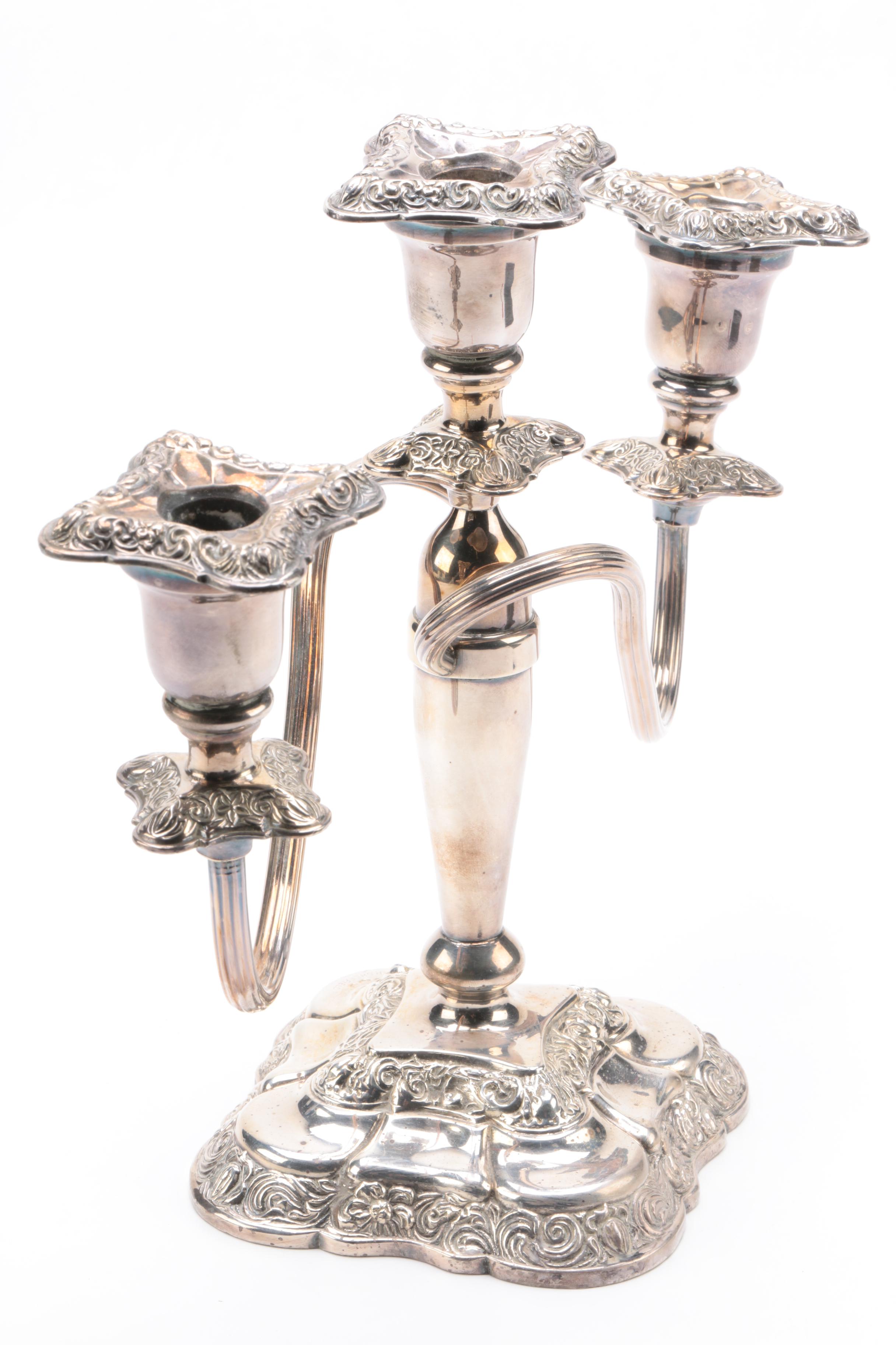 Baroque Style Silver Plate Candelabrum