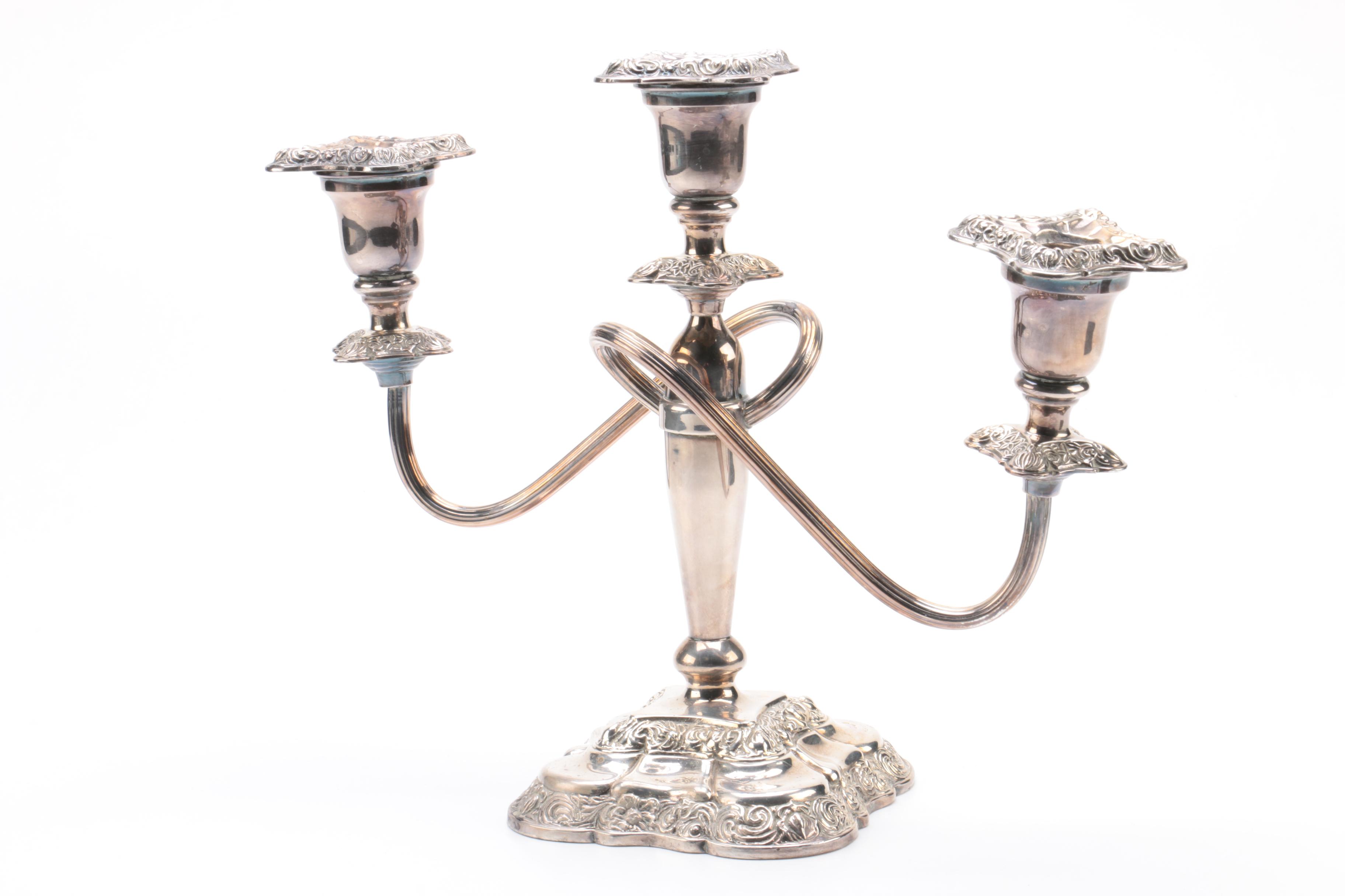 Baroque Style Silver Plate Candelabrum