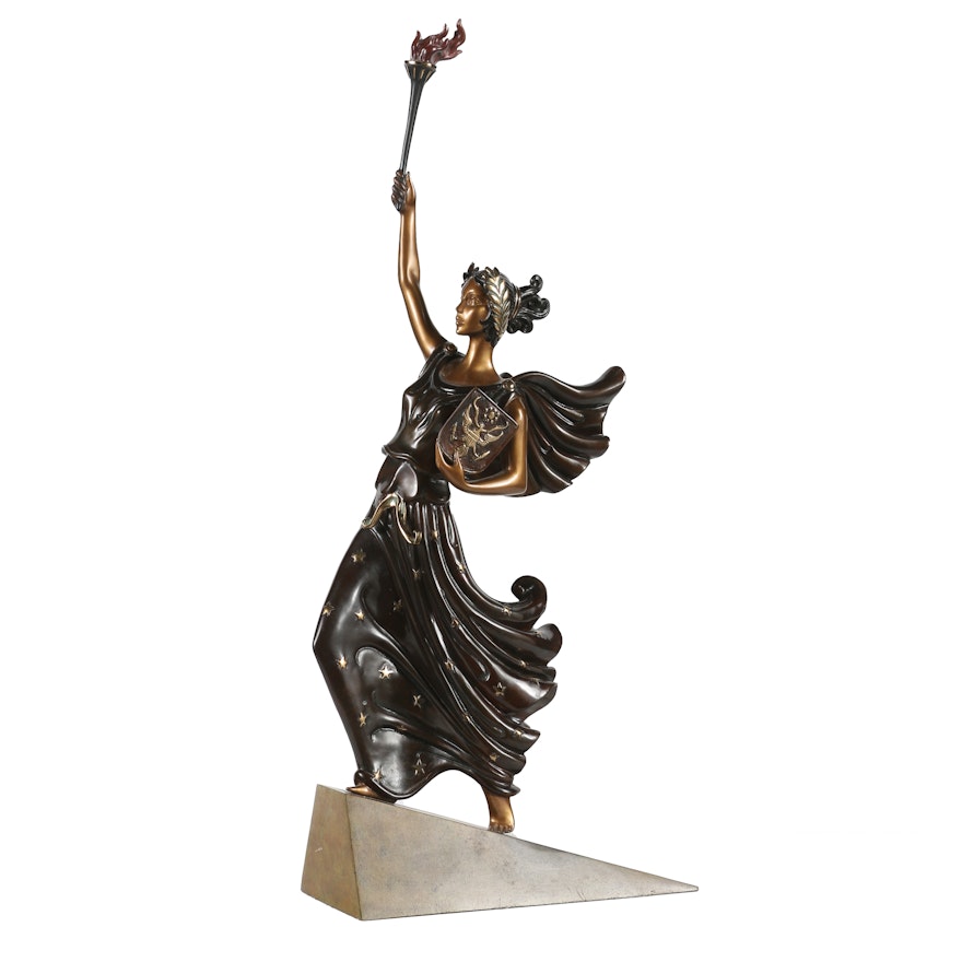 Erté Patinated Bronze Sculpture "Liberty Fearless And Free"