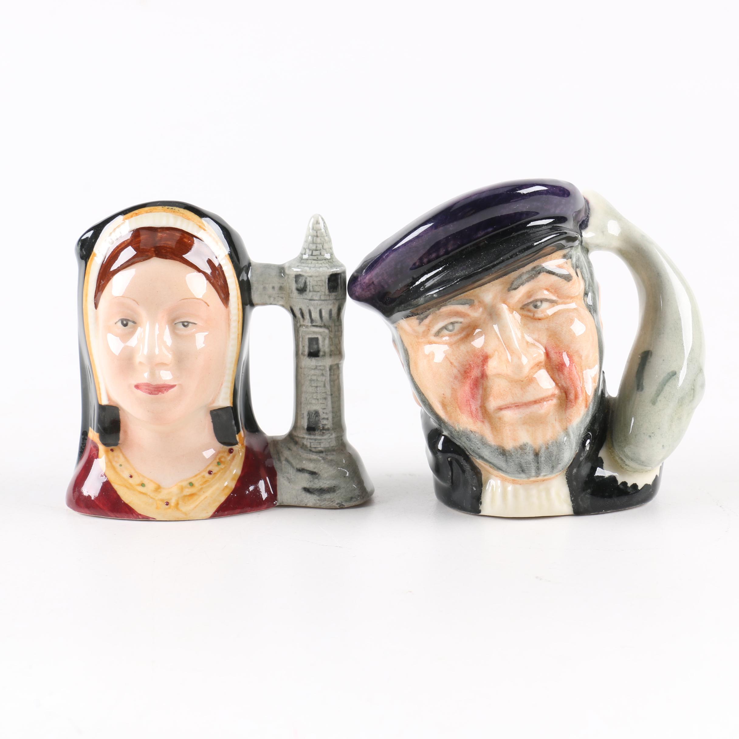 Royal Doulton Character Jugs Including "Captain Ahab" and "Catherine of Aragon"