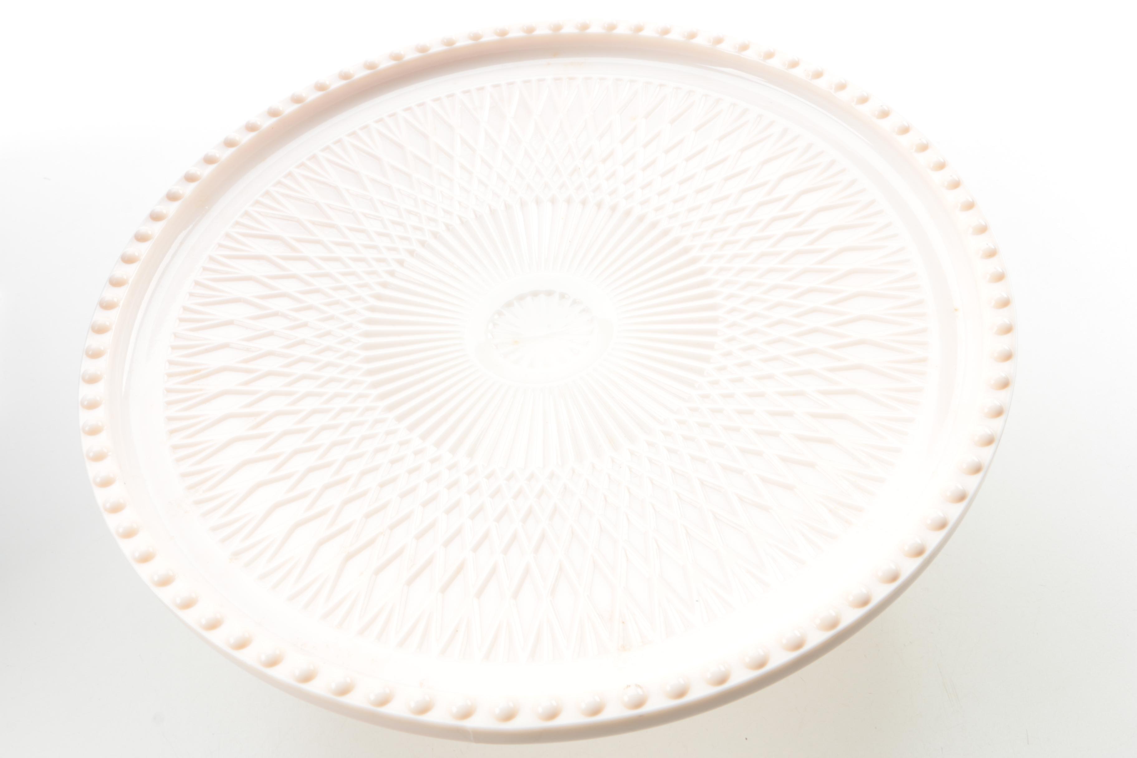 Vintage Jeanette "Shell" Pink Milk Glass Cake Stand