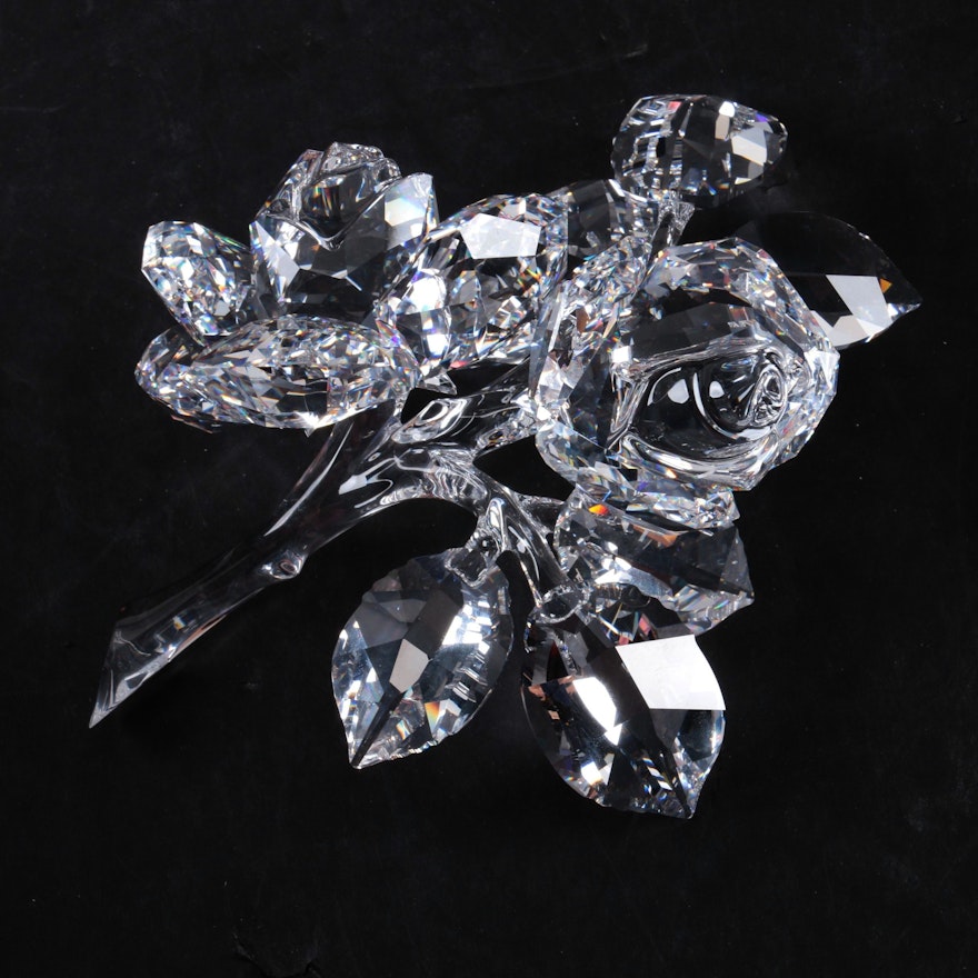 Swarovski Style Crystal Roses Figurine