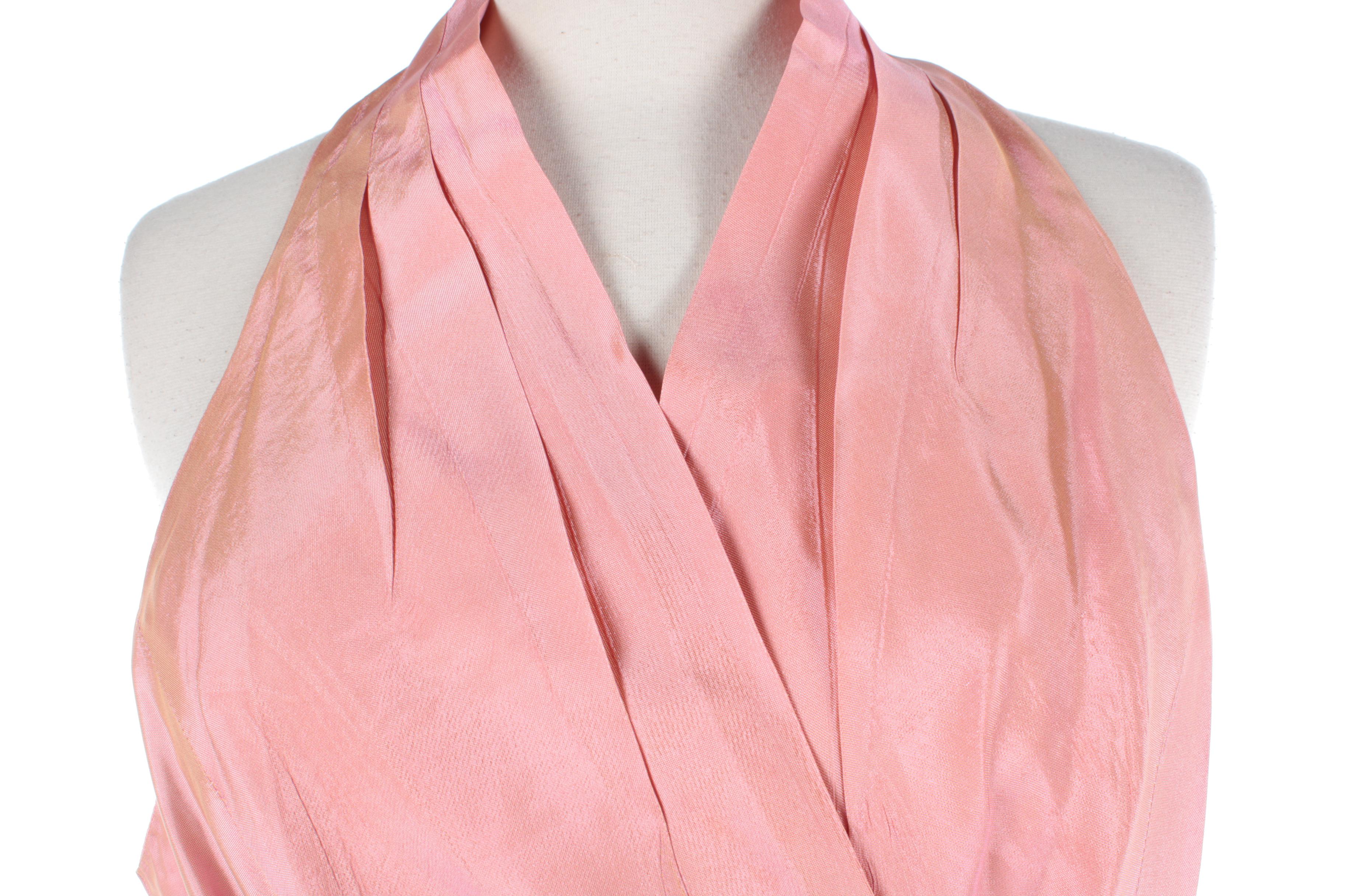 Women's Iridescent Pink Wrap Sleeveless Gown