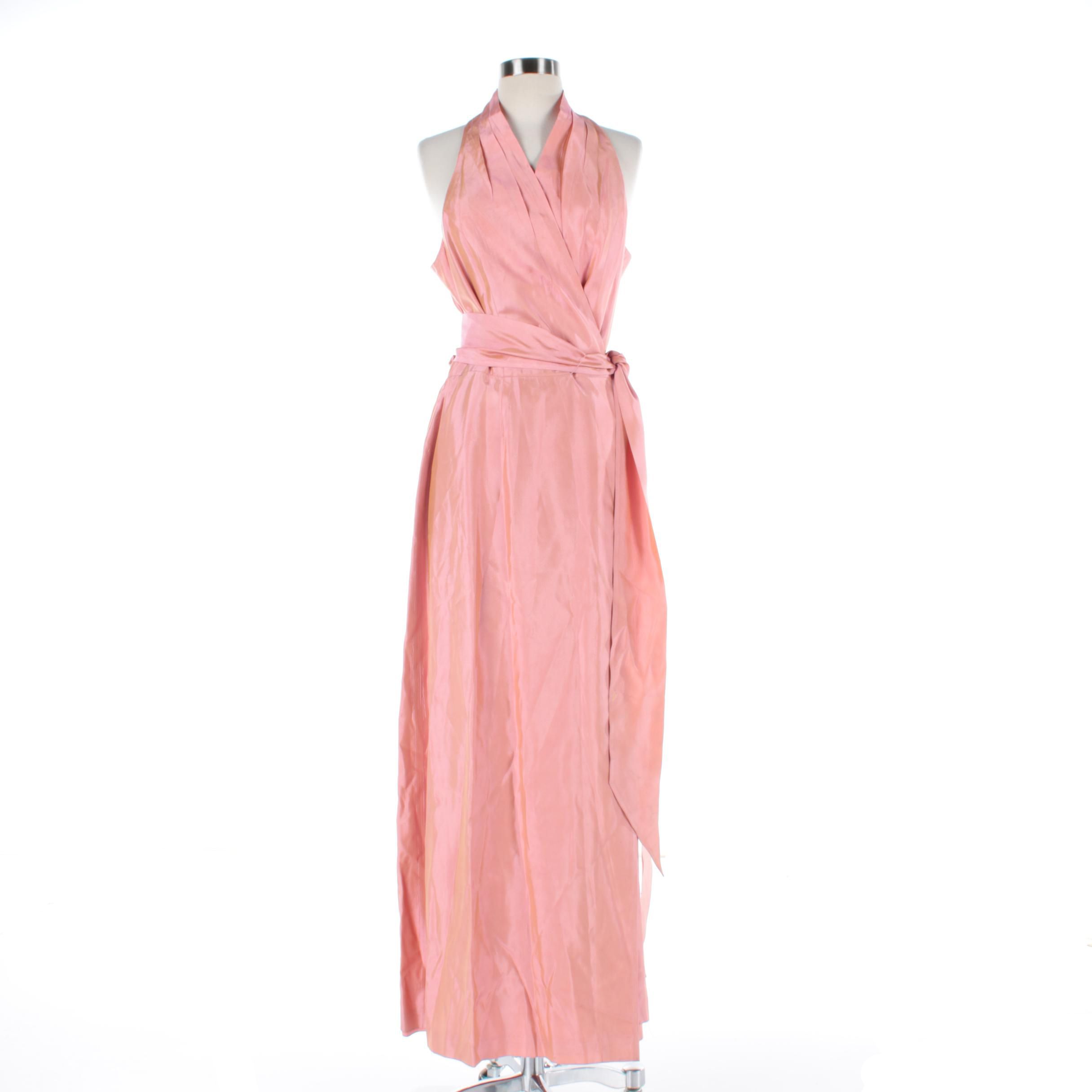 Women's Iridescent Pink Wrap Sleeveless Gown