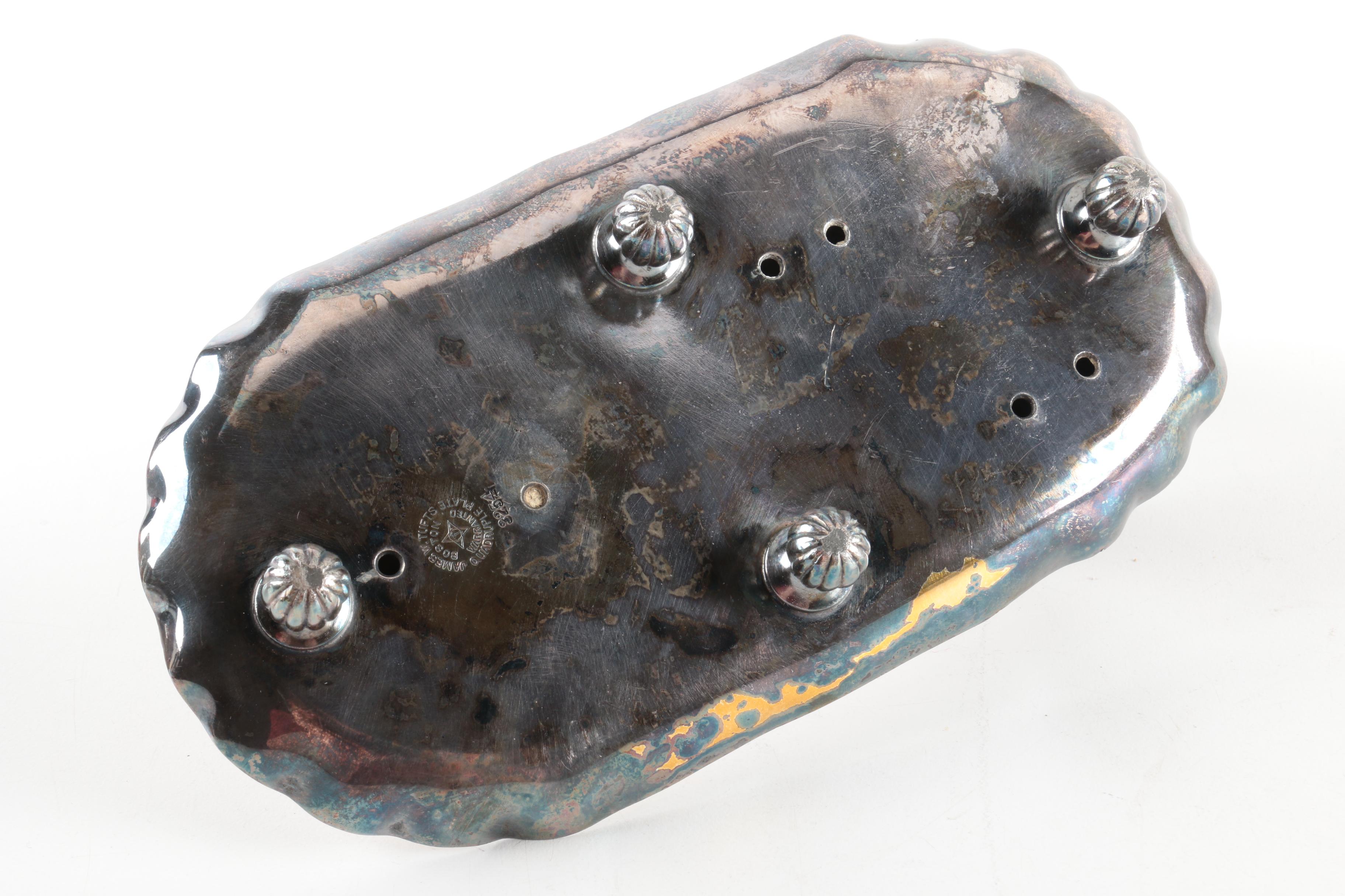 James W. Tufts Silver Plate Inkwell Set