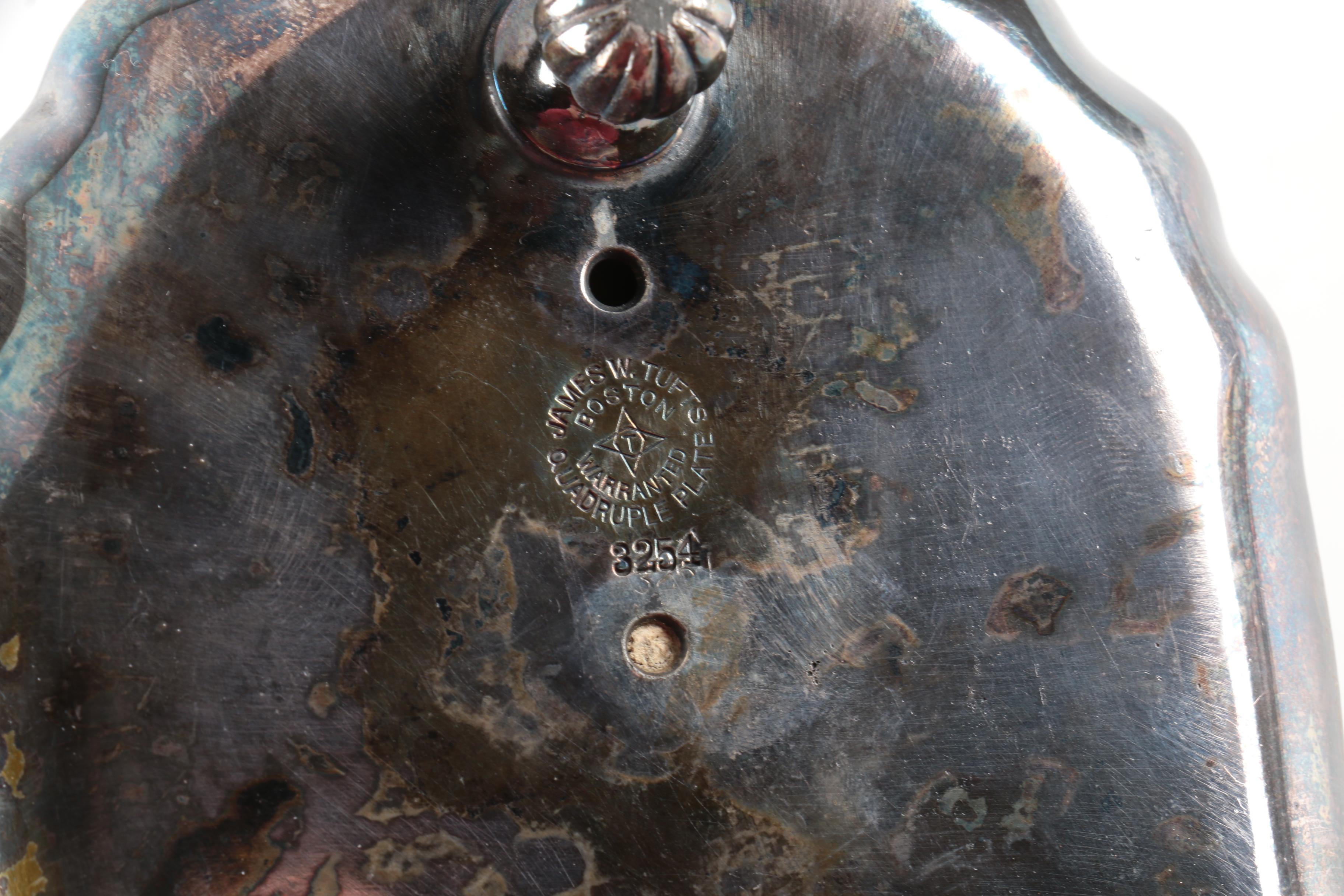 James W. Tufts Silver Plate Inkwell Set