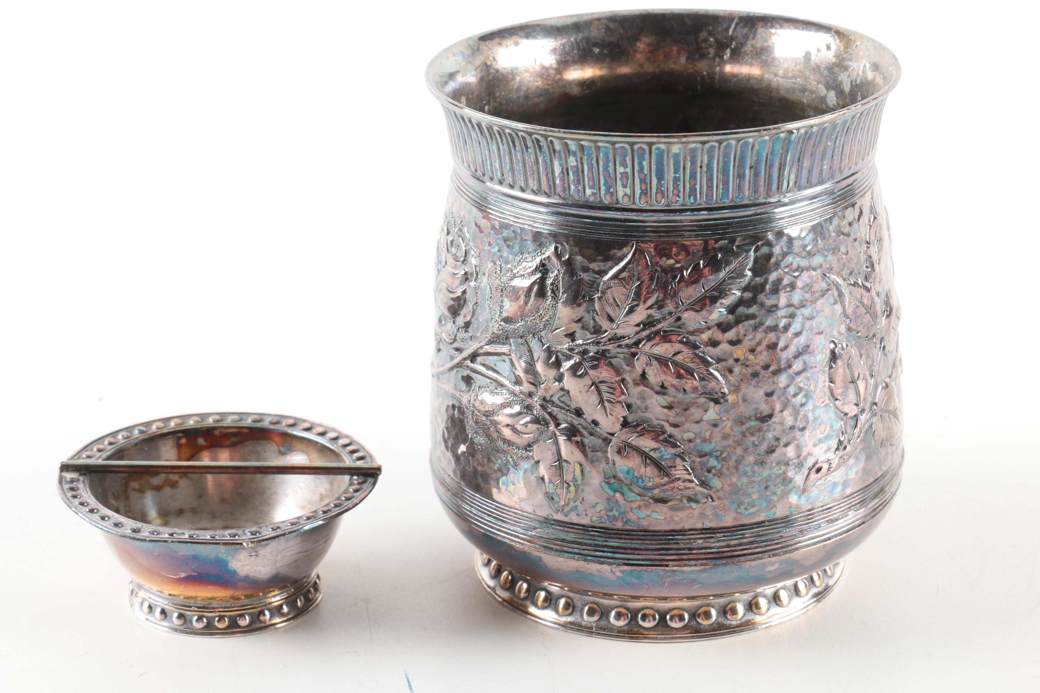 James W. Tufts Silver Plate Inkwell Set