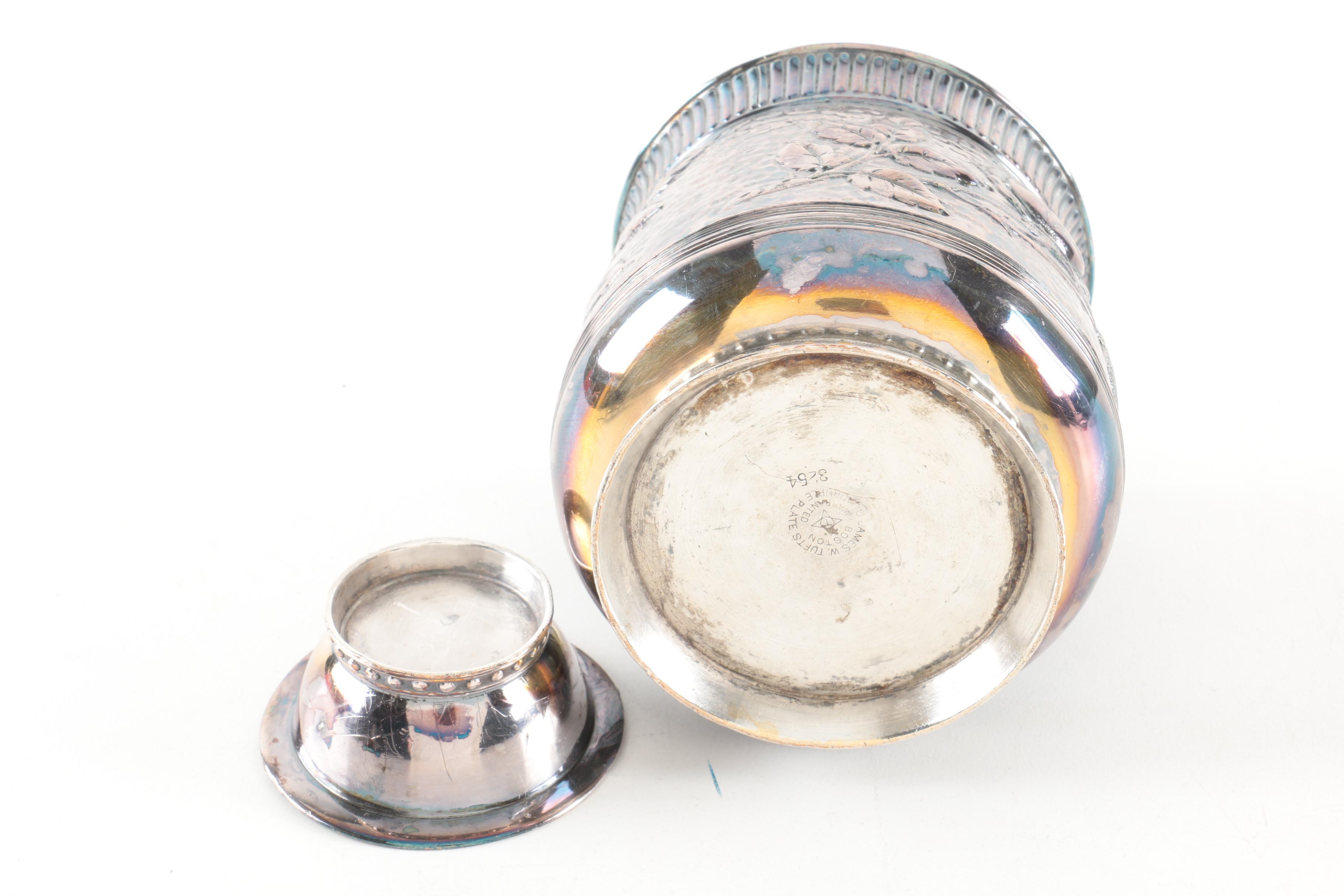 James W. Tufts Silver Plate Inkwell Set