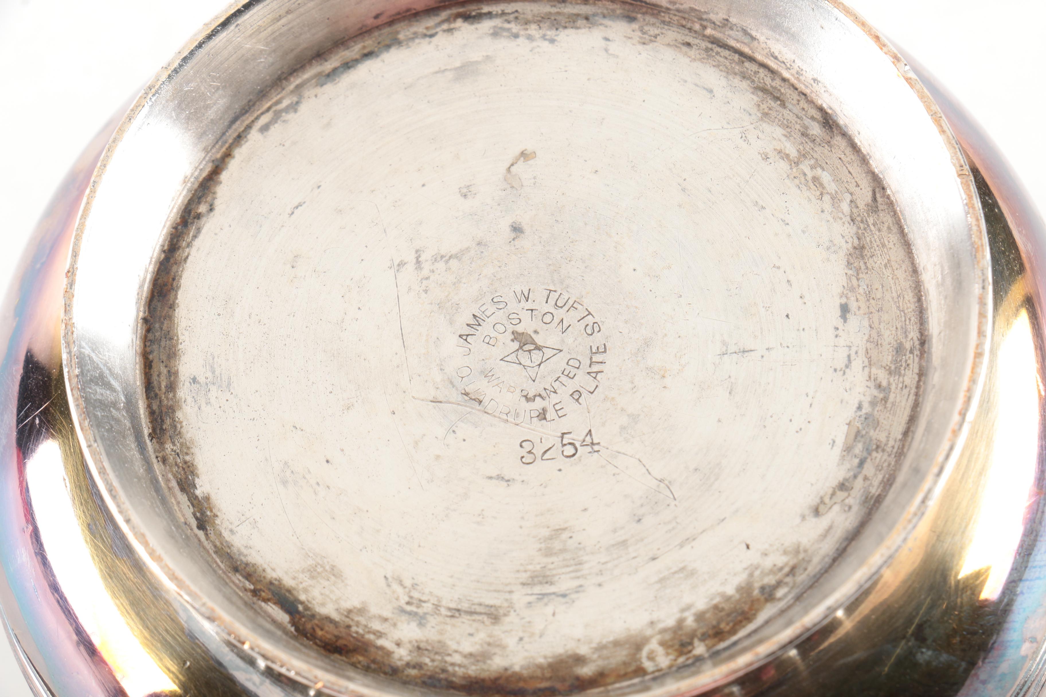 James W. Tufts Silver Plate Inkwell Set