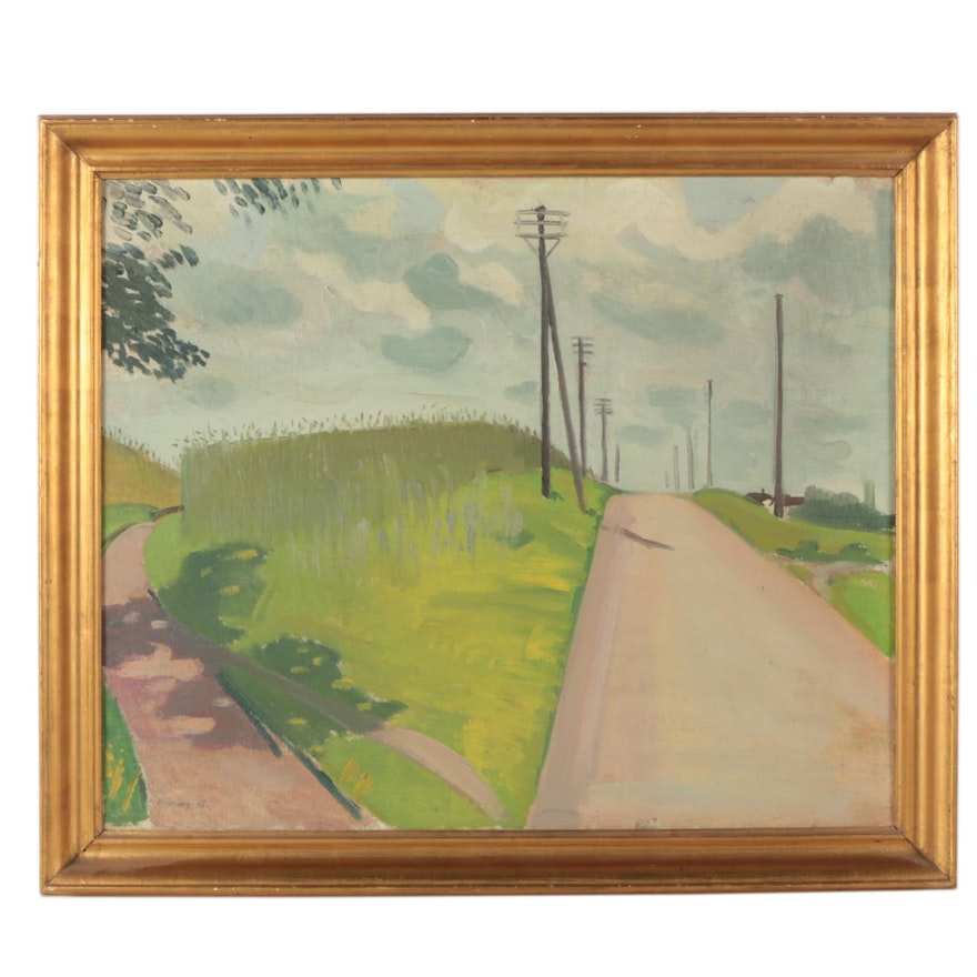 Harald Heiring Oil Painting of Rural Road