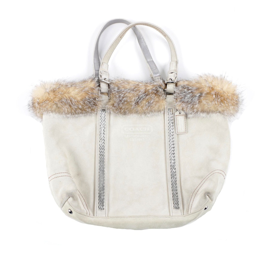 Coach Fox Fur Trimmed Gallery Bag