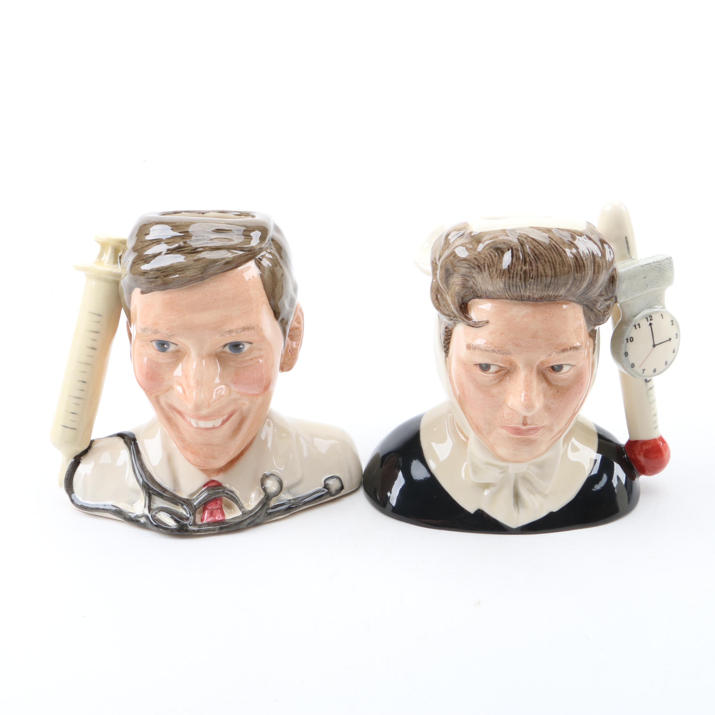Royal Doulton "Carry On Doctor" Mugs "Kenneth Williams" and "Hattie Jacques"