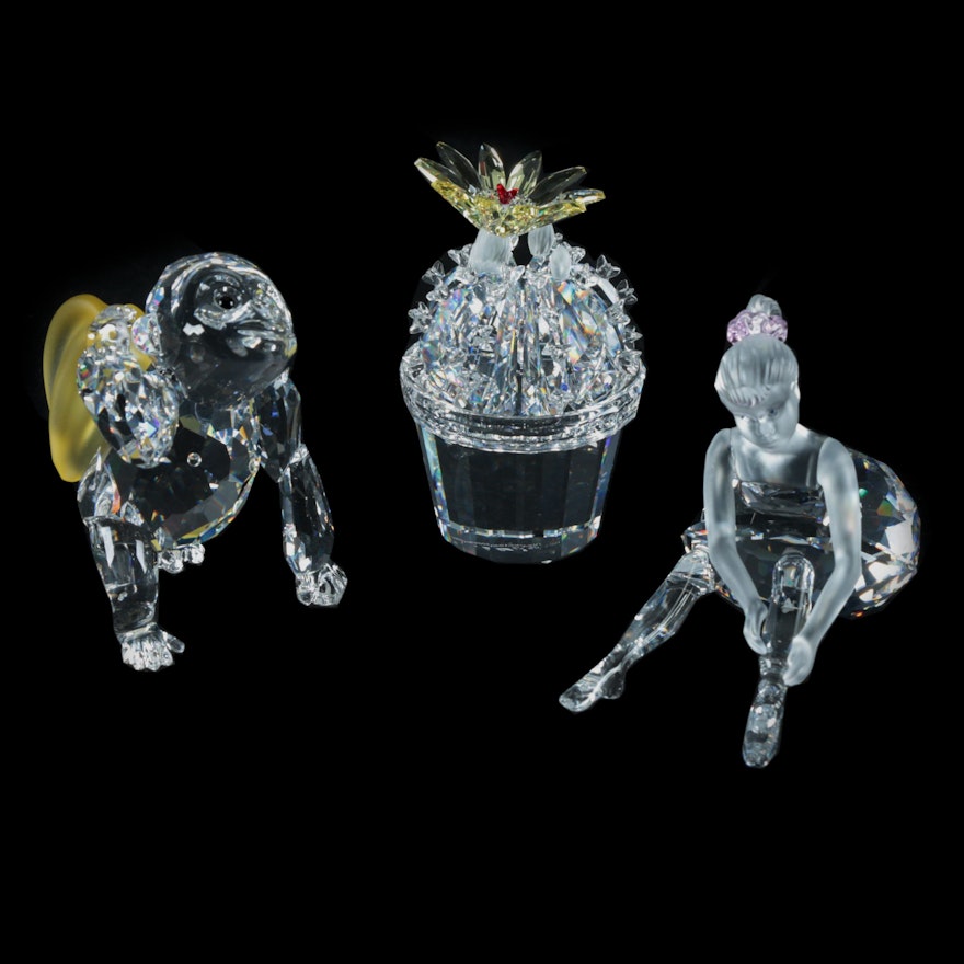 Swarovski Crystal Figurines Including "Flowering Cactus"