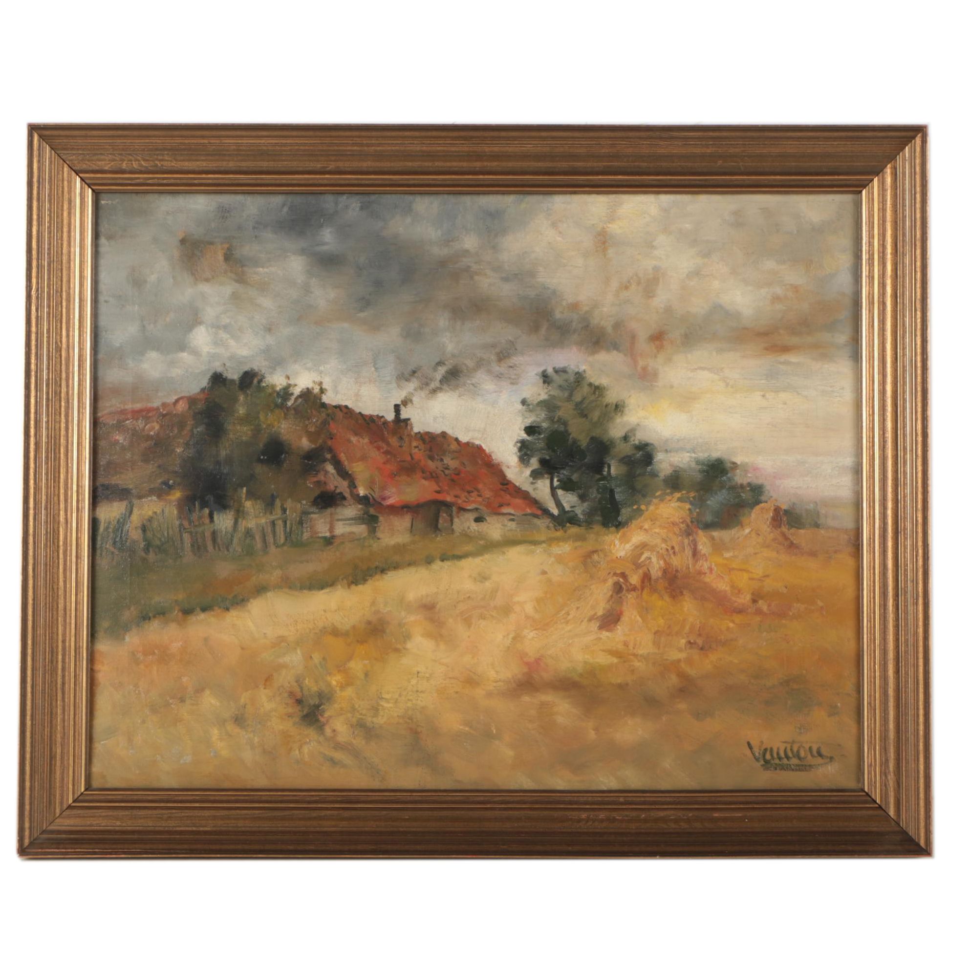 Oil Painting of Pastoral Landscape