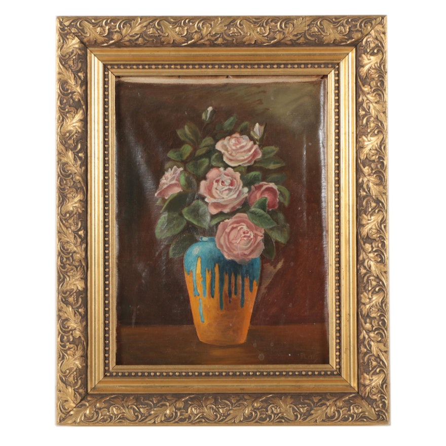 R.I. Oil Painting of a Floral Bouquet