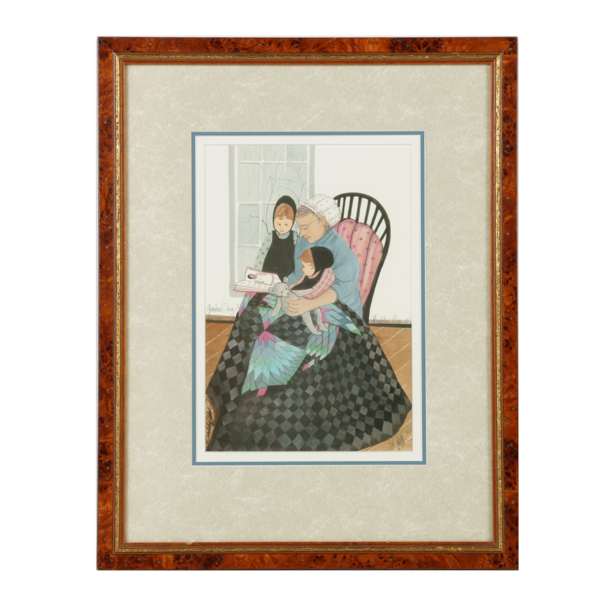 Limited Edition Offset Lithograph After P. Buckley Moss "Grandma's Story"
