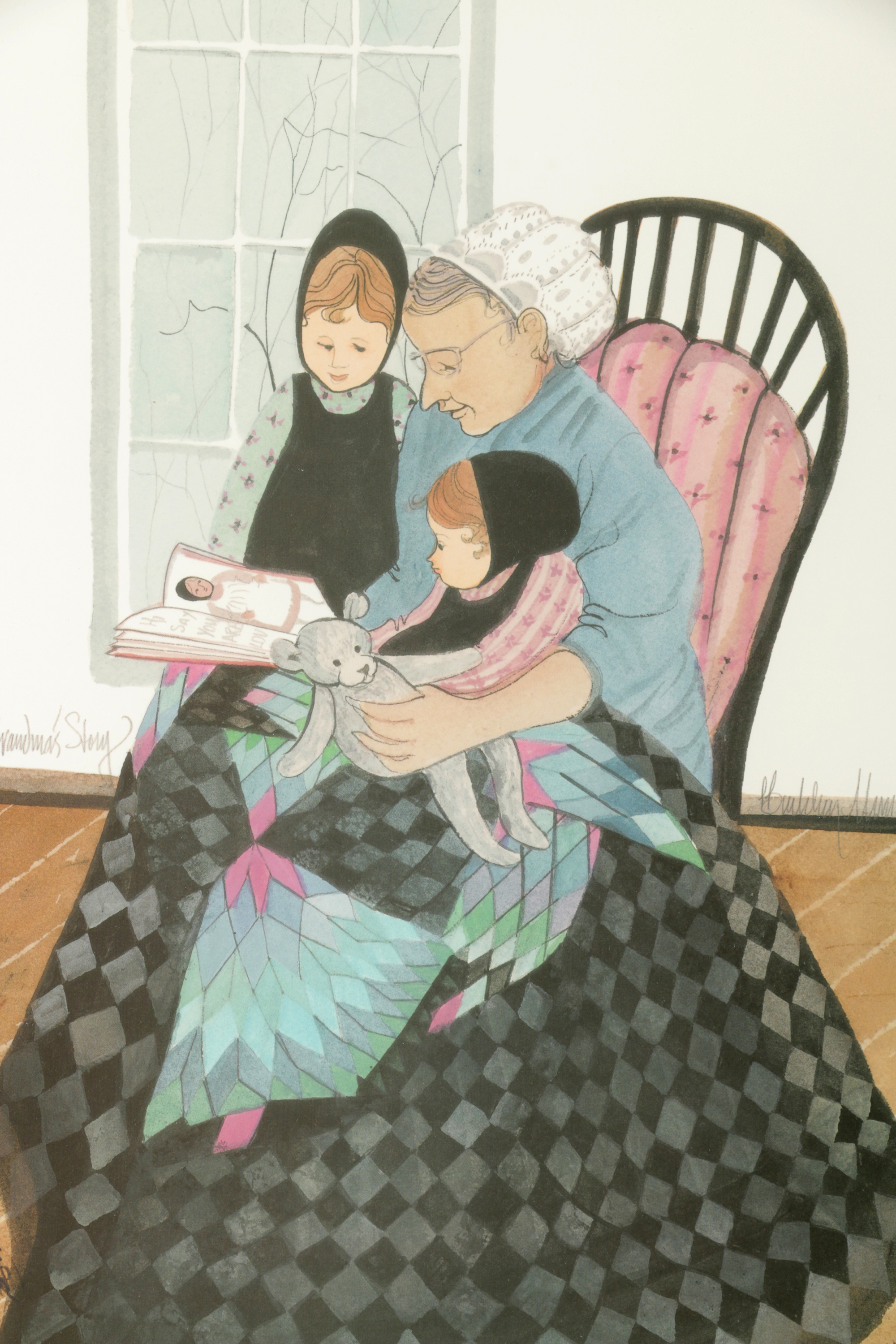Limited Edition Offset Lithograph After P. Buckley Moss "Grandma's Story"