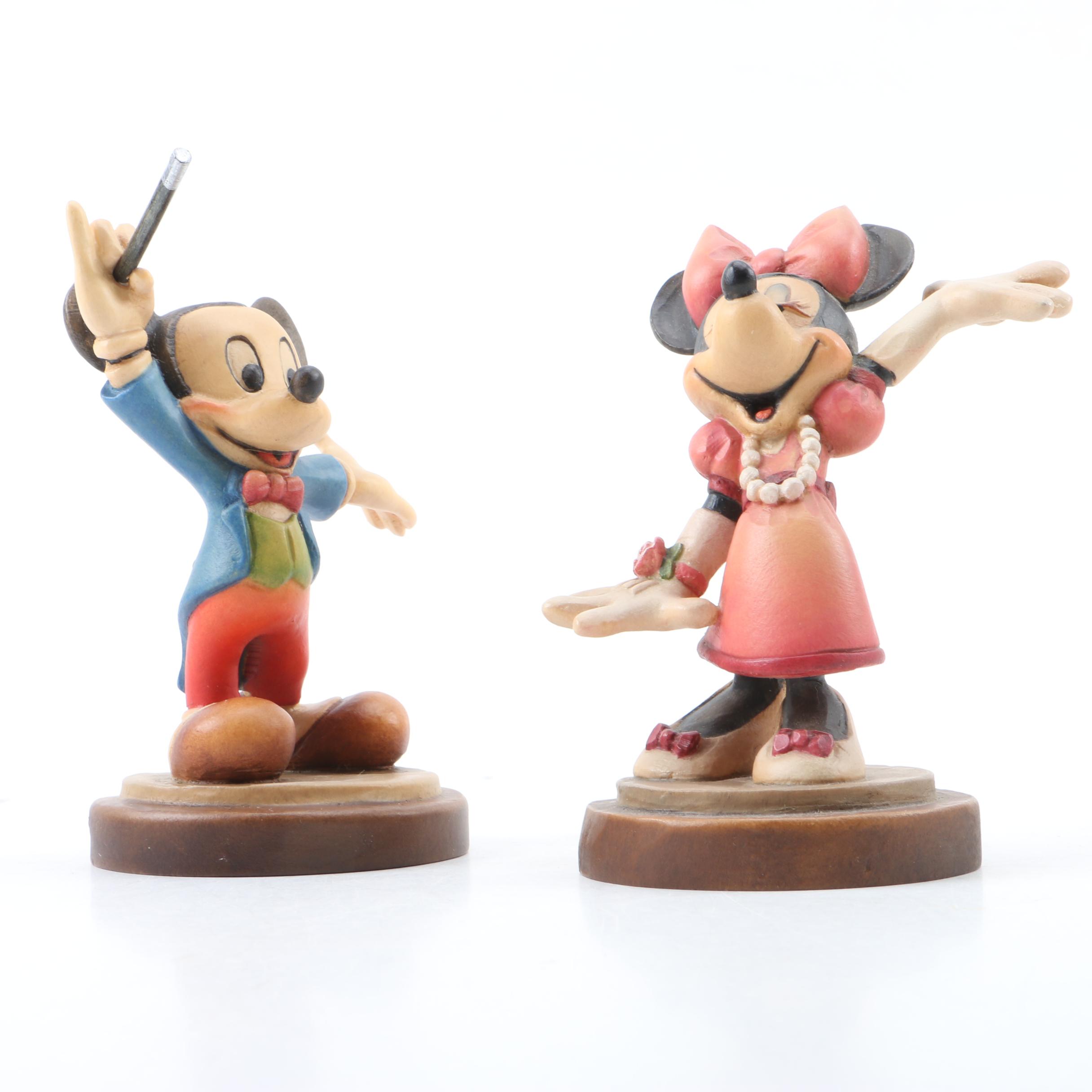 Mickey Mouse and Minnie Mouse Limited Edition ANRI Woodcarvings