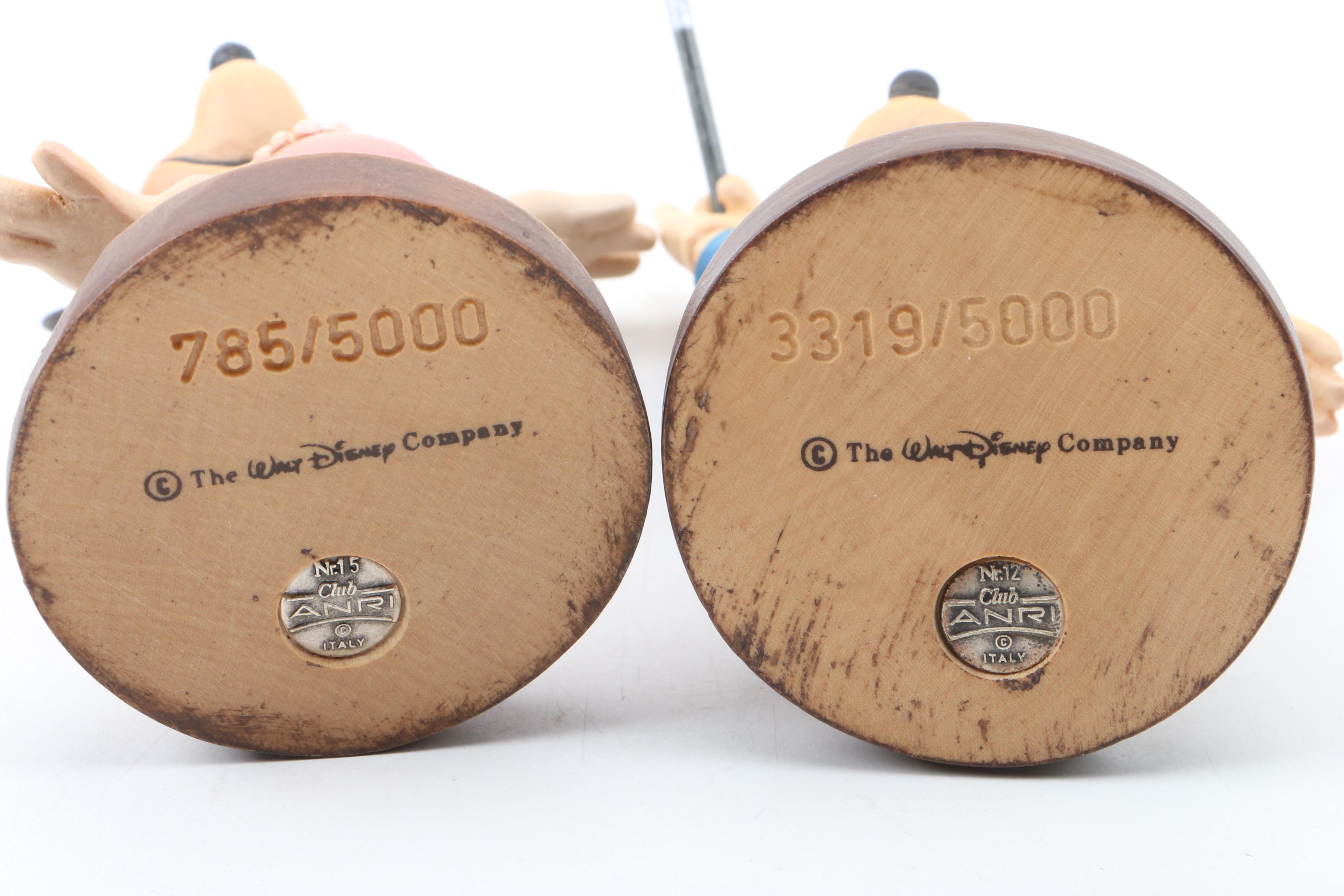 Mickey Mouse and Minnie Mouse Limited Edition ANRI Woodcarvings