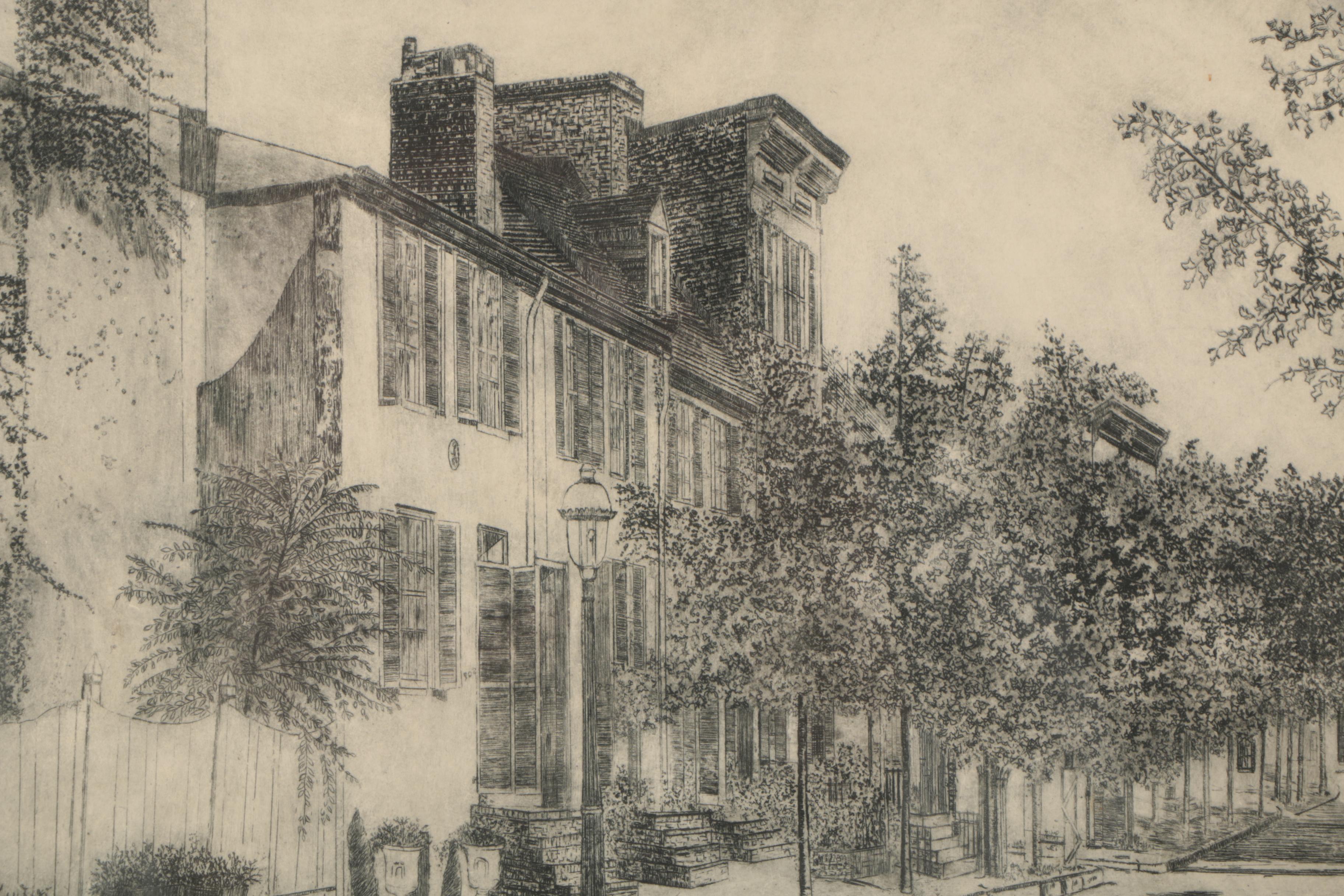 Erma Davis Bates Etching "Tyson St."