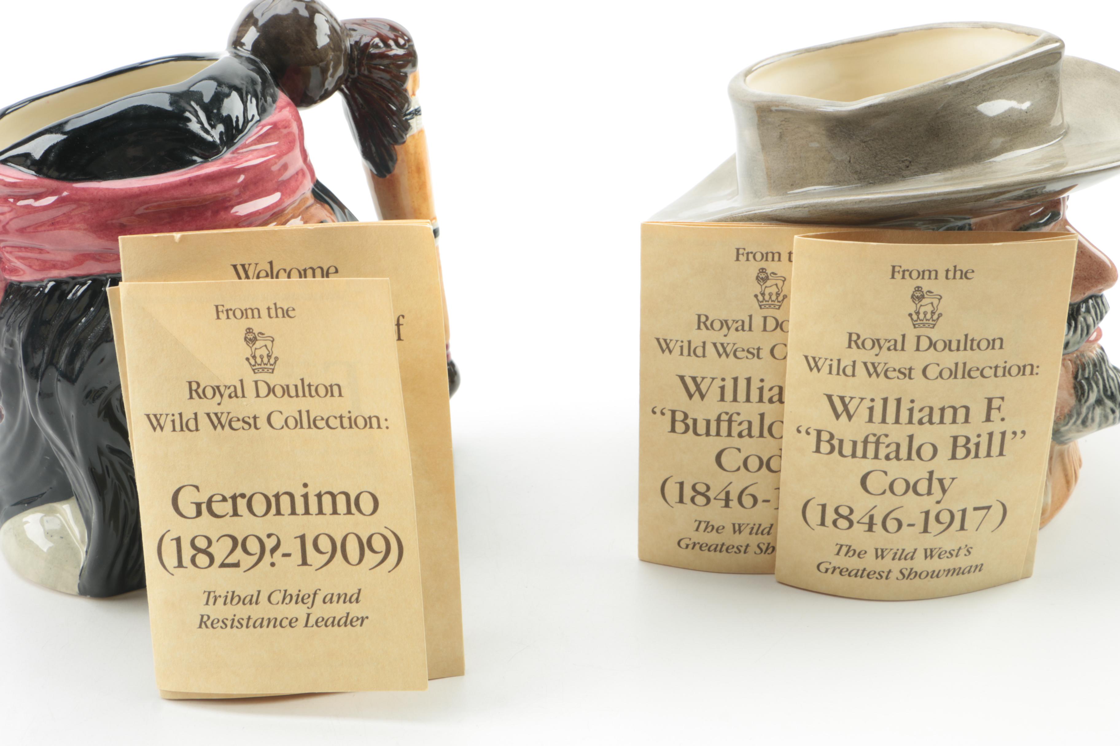 Royal Doulton Wild West "Geronimo" and "Buffalo Bill" Character Jugs, Circa 1984