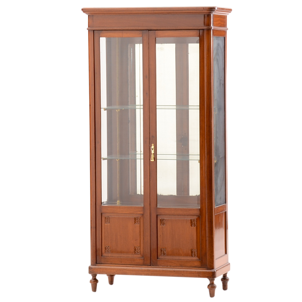 Antique Cherry Wood Curio Cabinet