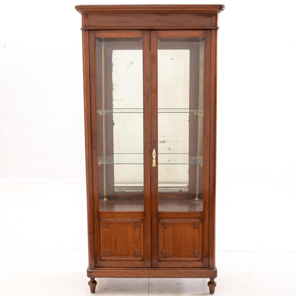 Antique Cherry Wood Curio Cabinet