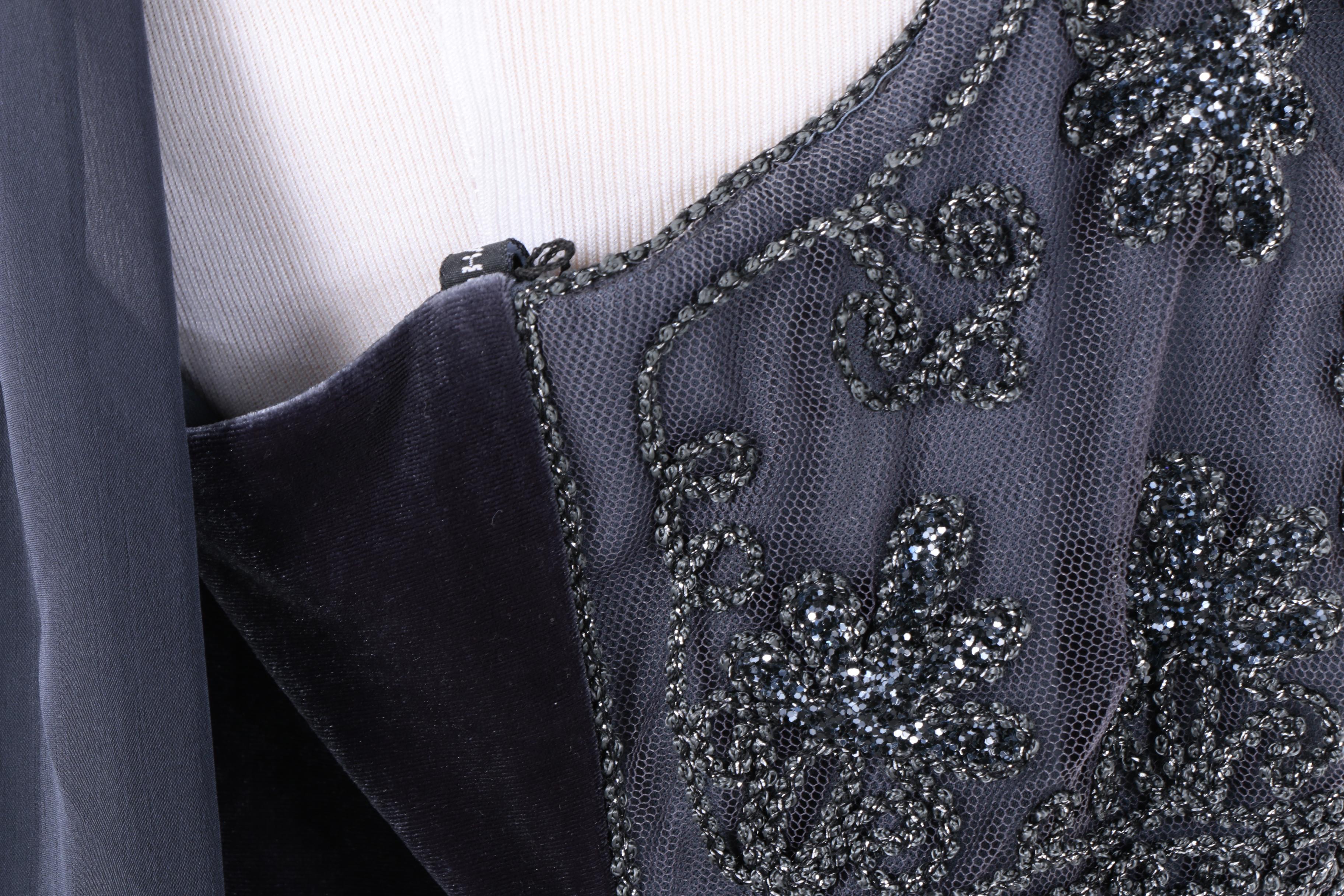 Women's Rhapsody Ltd. Beaded Velvet Evening Gown with Matching Scarf