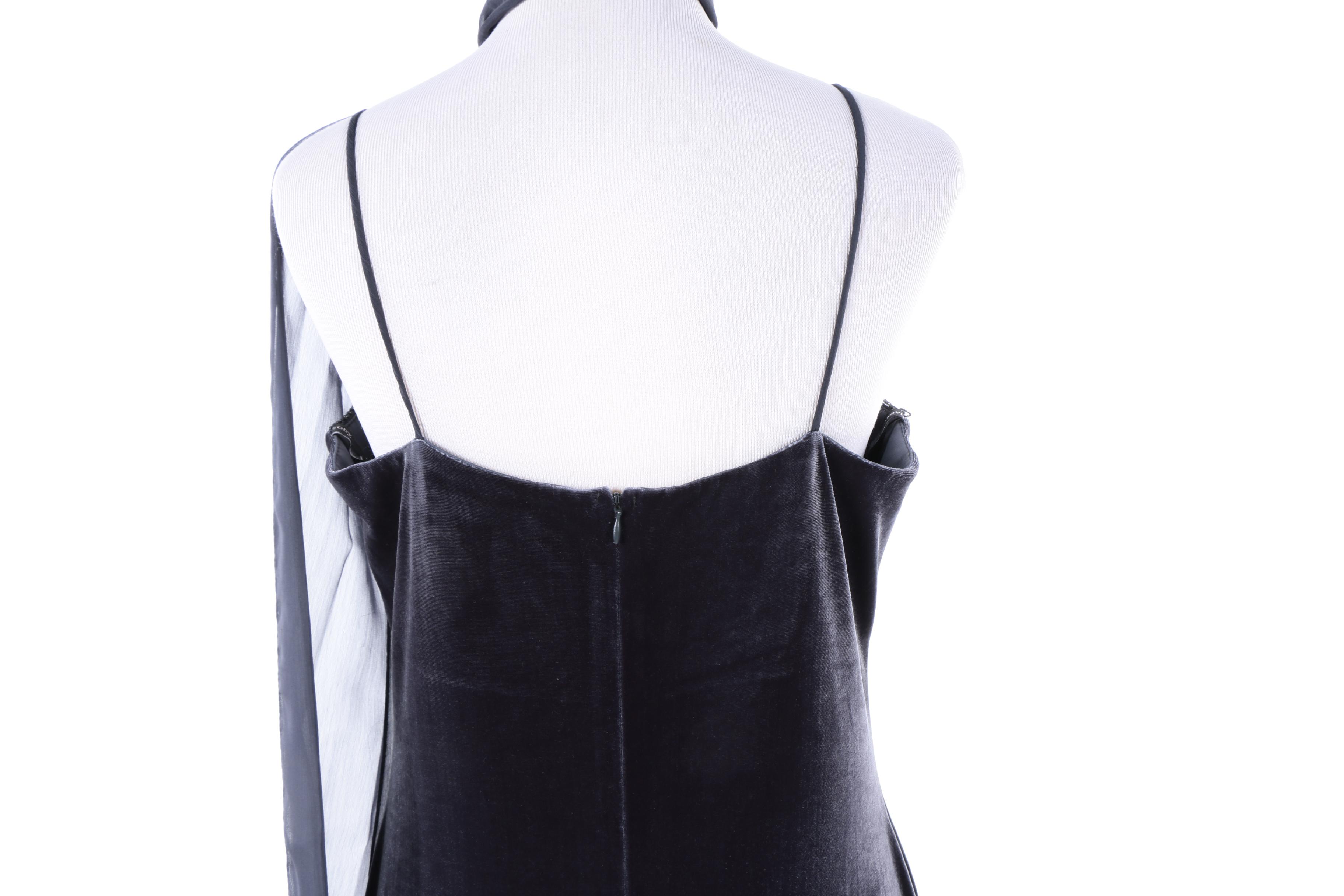 Women's Rhapsody Ltd. Beaded Velvet Evening Gown with Matching Scarf